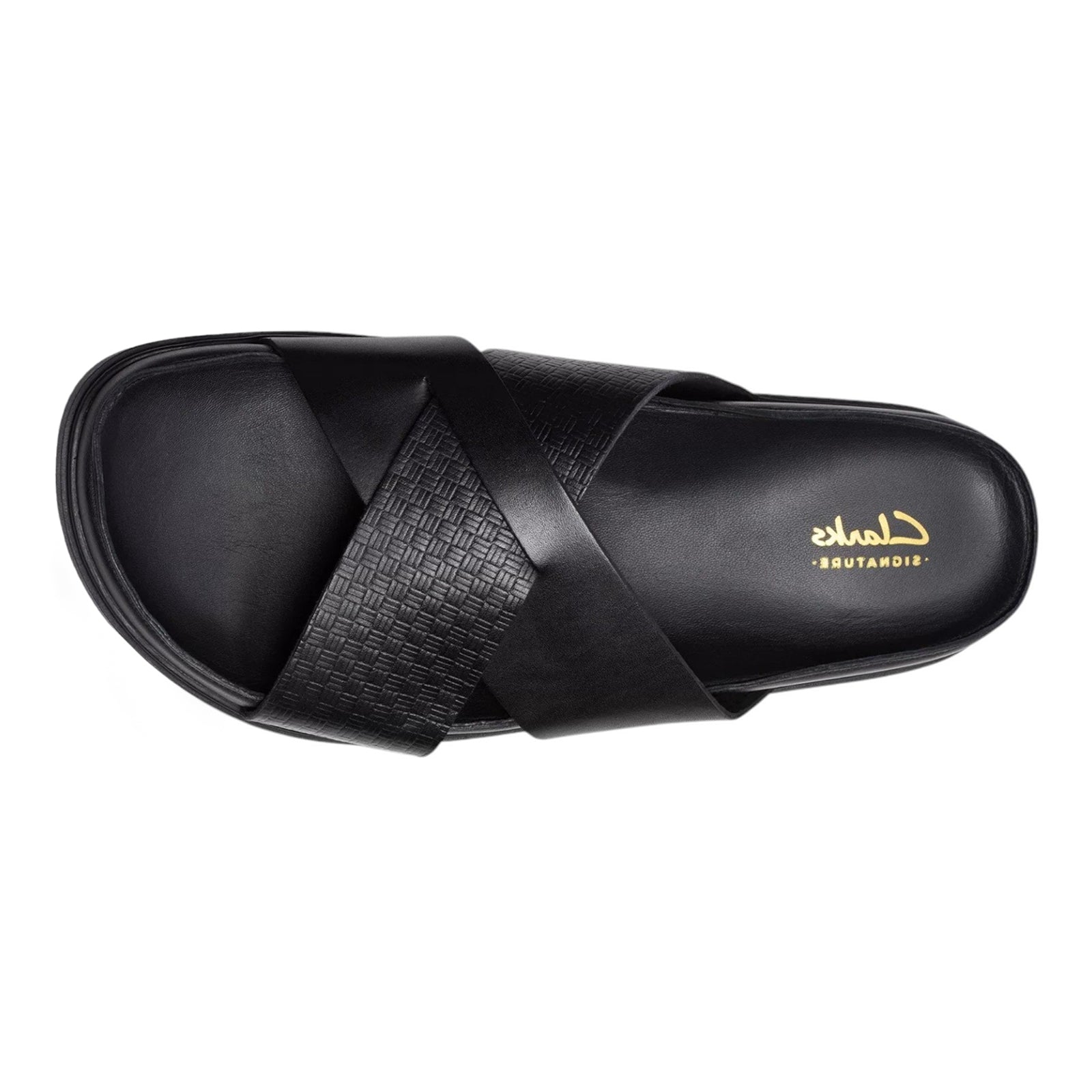 Clarks Torford Cross Leather Mens Sandals#color_black