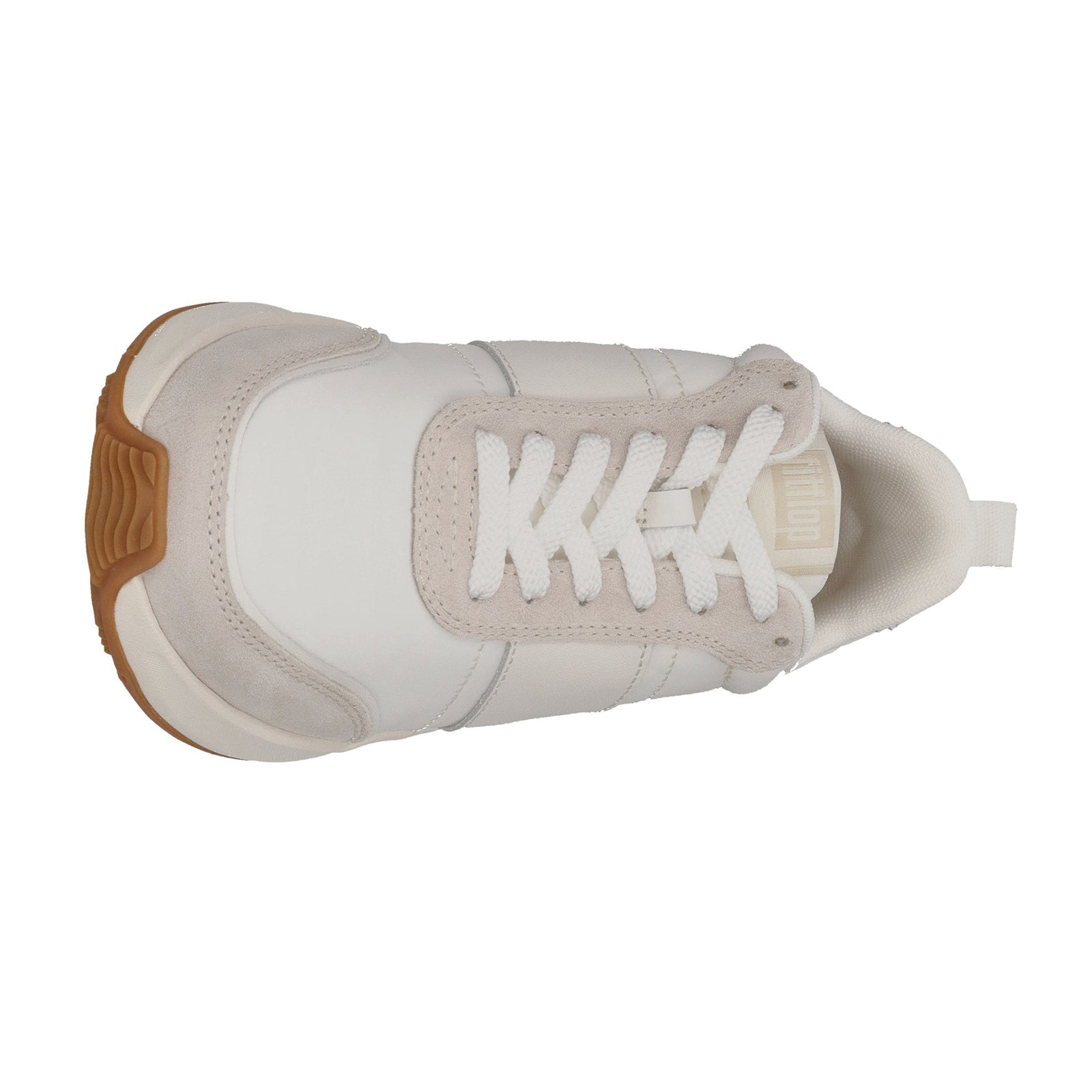 FitFlop F Mode Flow Suede Leather Womens Trainers#color_urban white mix