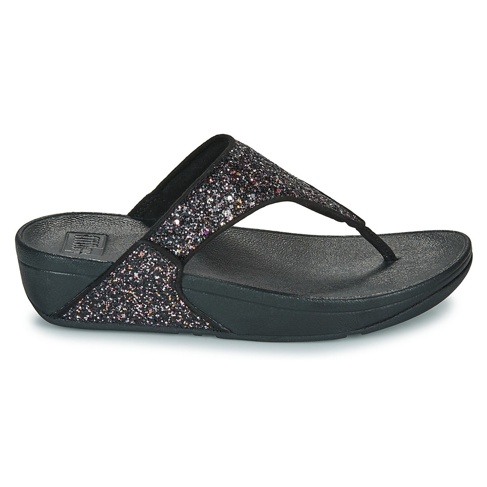 FitFlop Lulu Multi Tonal Glitter Toe Post Polyurethane Womens Sandals#color_black multi