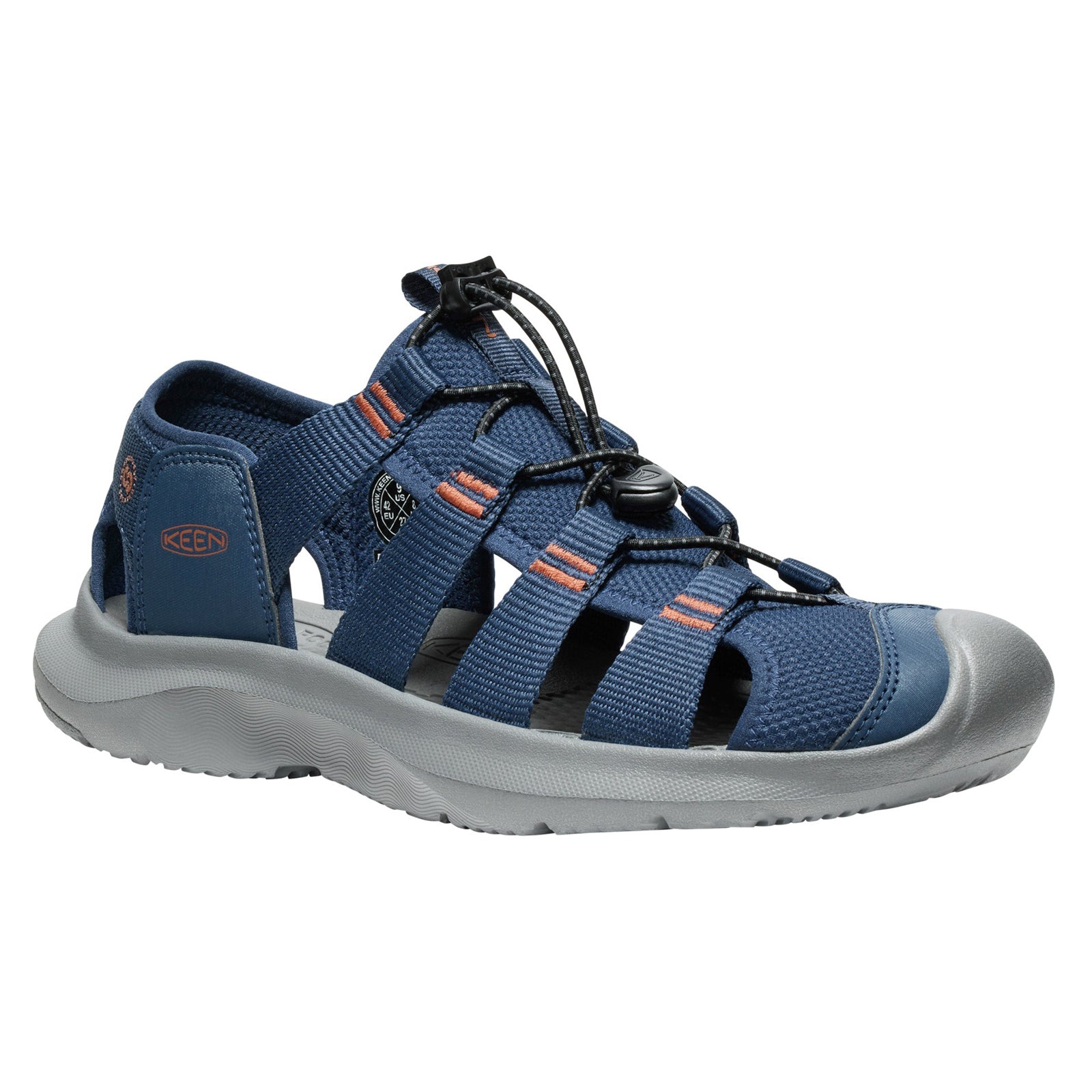 Keen Seanik H2 Synthetic Textile Mens Sandals#color_naval academy gold flame