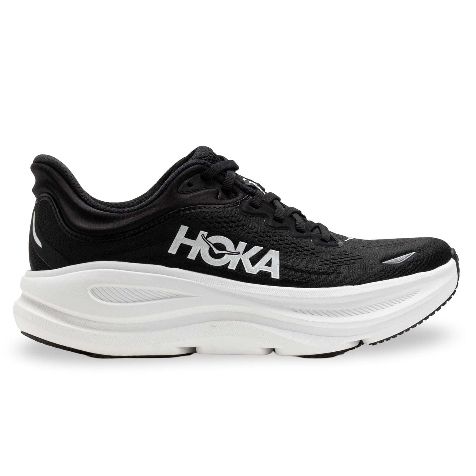Hoka Bondi 9 Textile Synthetic Womens Trainers#color_black white