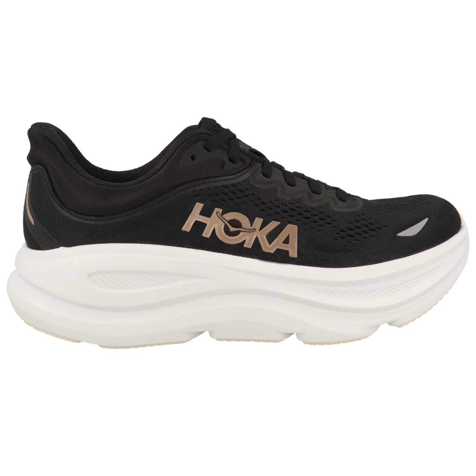 Hoka Bondi 9 Textile Synthetic Womens Trainers#color_black rose gold