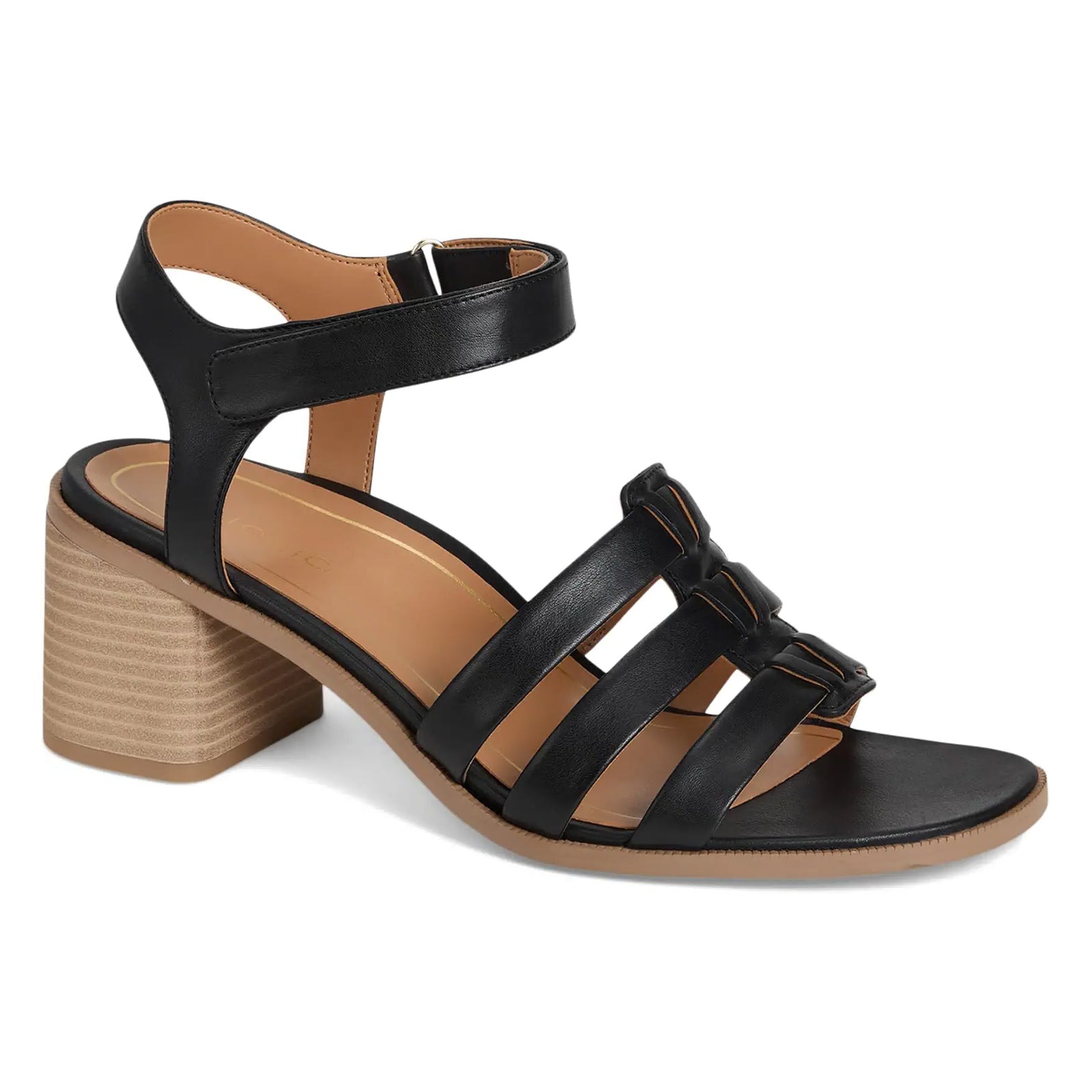 Vionic Maisy Tumbled Leather Womens Sandals#color_black