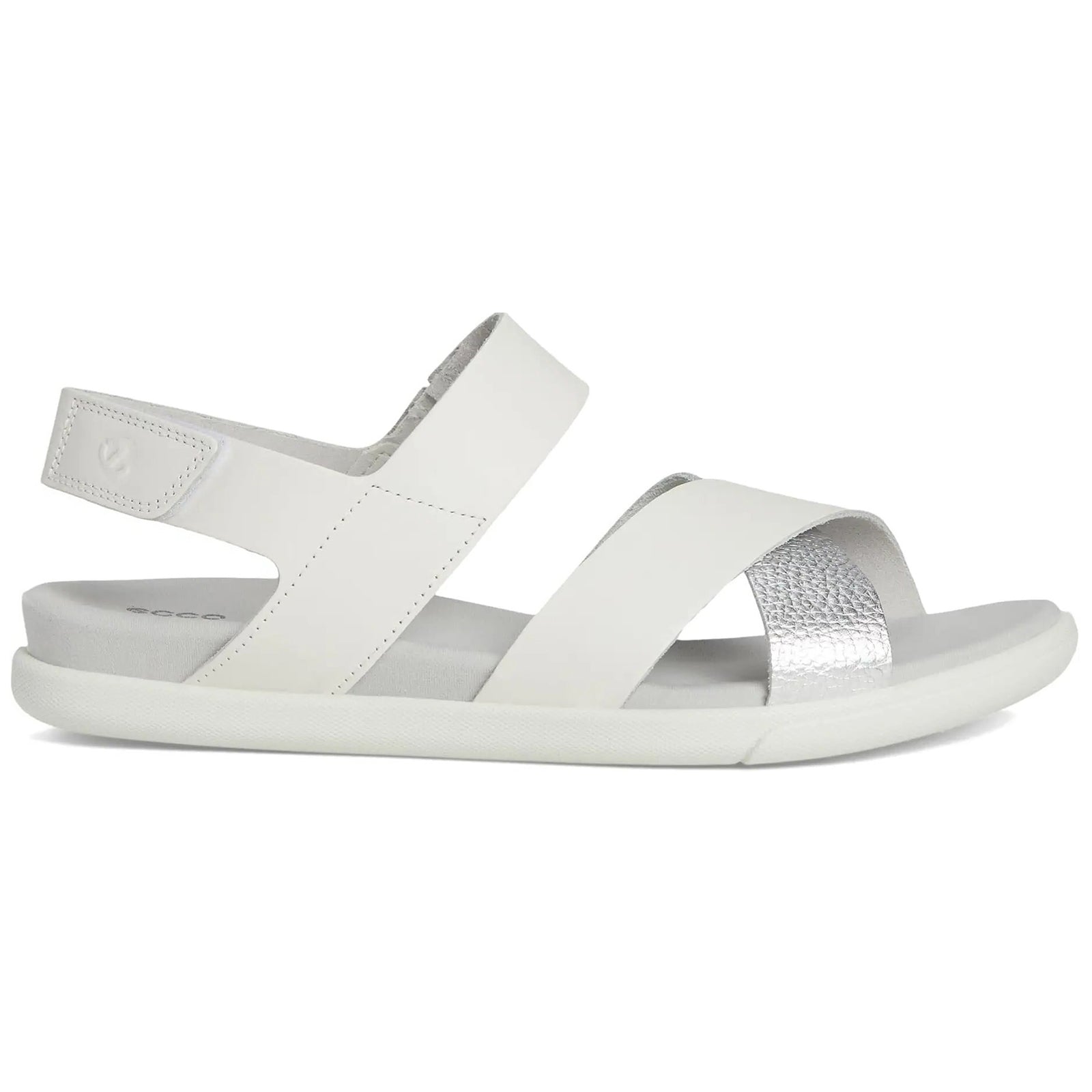 Ecco Samara Full Grain Leather Womens Sandals#color_white pure silver