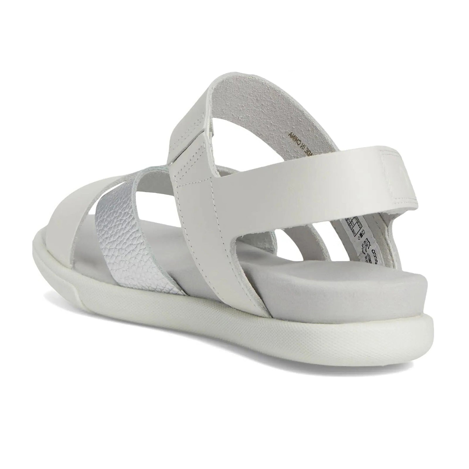Ecco Samara Full Grain Leather Womens Sandals#color_white pure silver