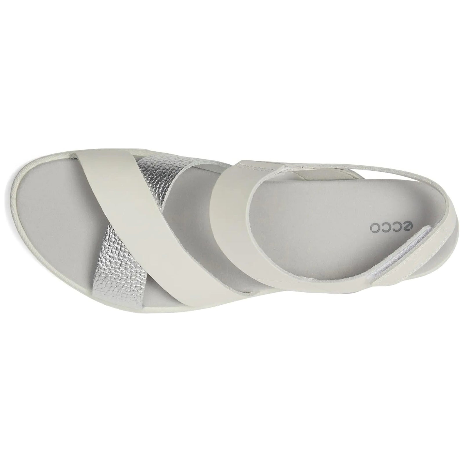 Ecco Samara Full Grain Leather Womens Sandals#color_white pure silver