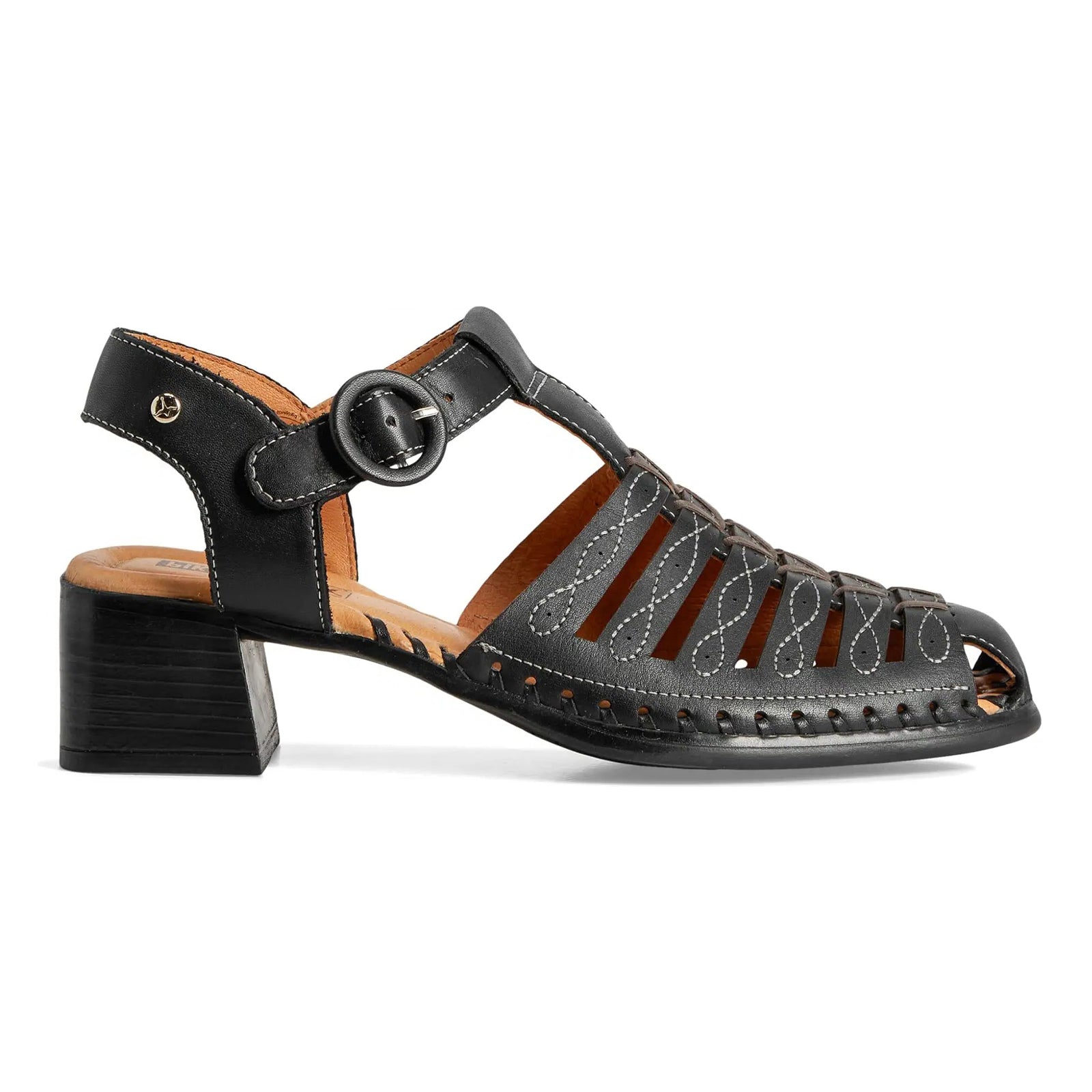 Pikolinos Romana W9G Leather Womens Sandals#color_black