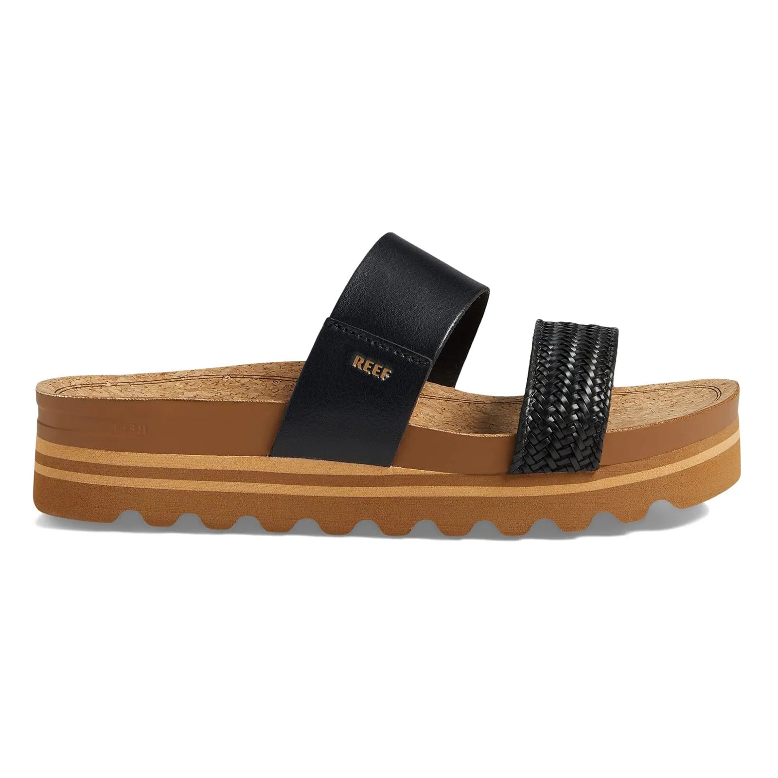 Reef Cushion Vista Hi Vegan Leather Womens Sandals#color_black braid