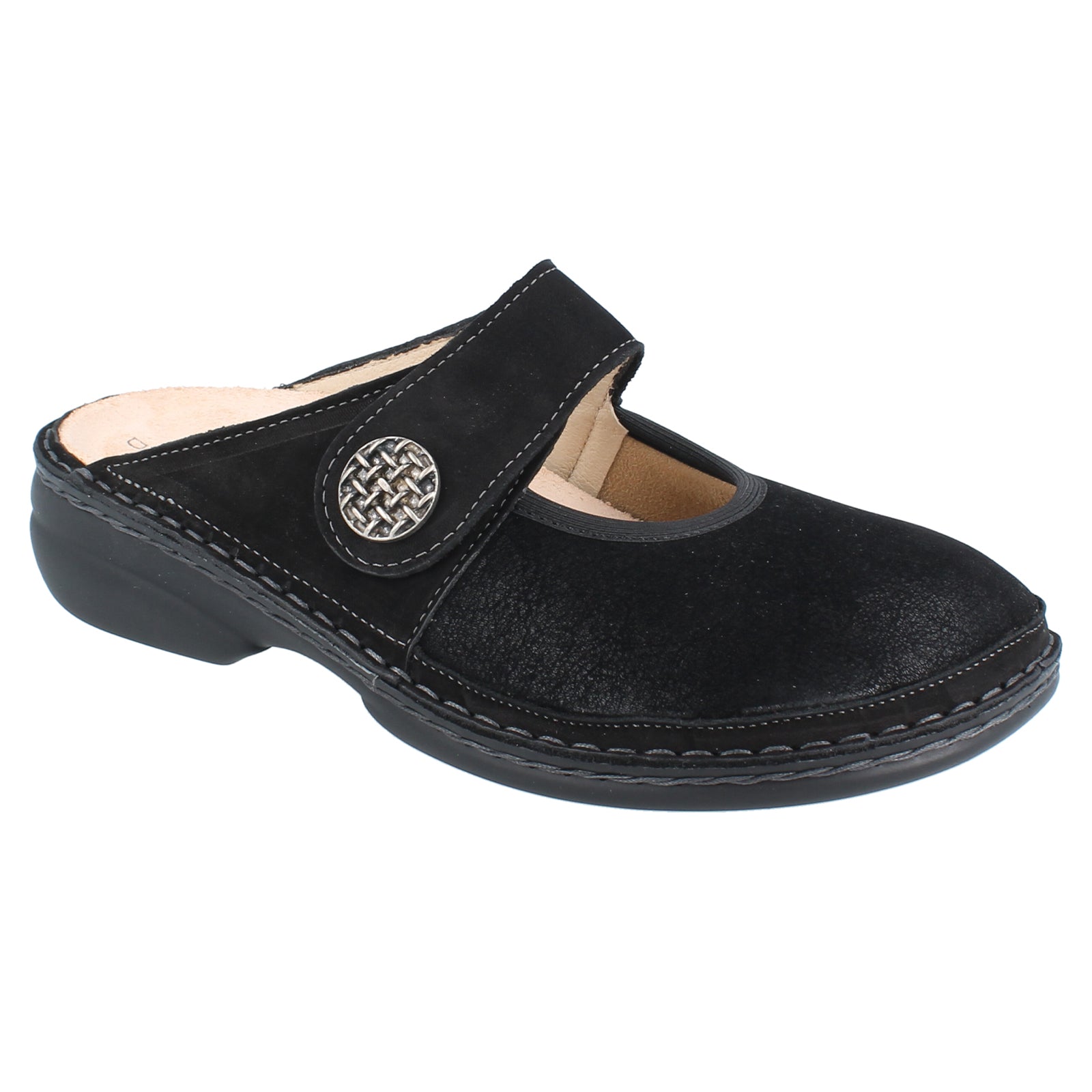 Finn Comfort Asinara Leather Synthetic Womens Sandals#color_black