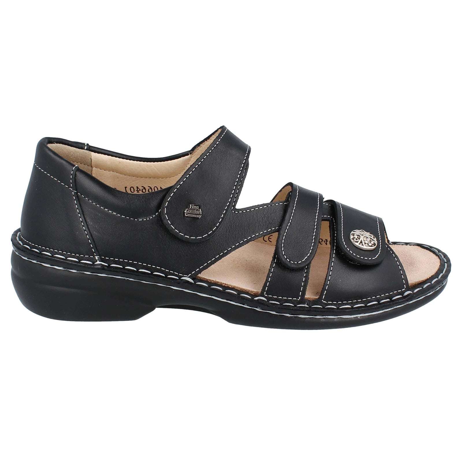 Finn Comfort Biella-S Leather Womens Sandals#color_black
