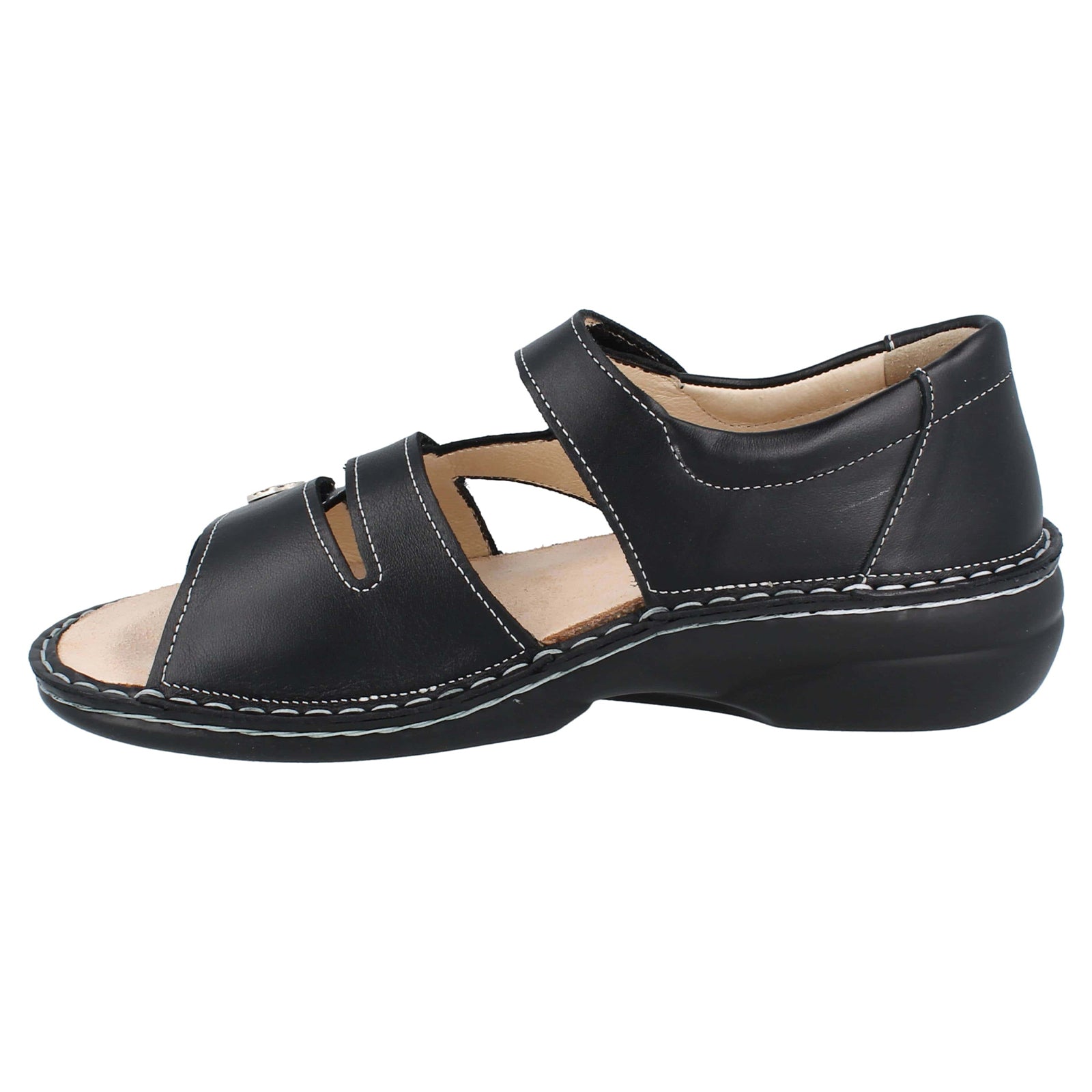 Finn Comfort Biella-S Leather Womens Sandals#color_black