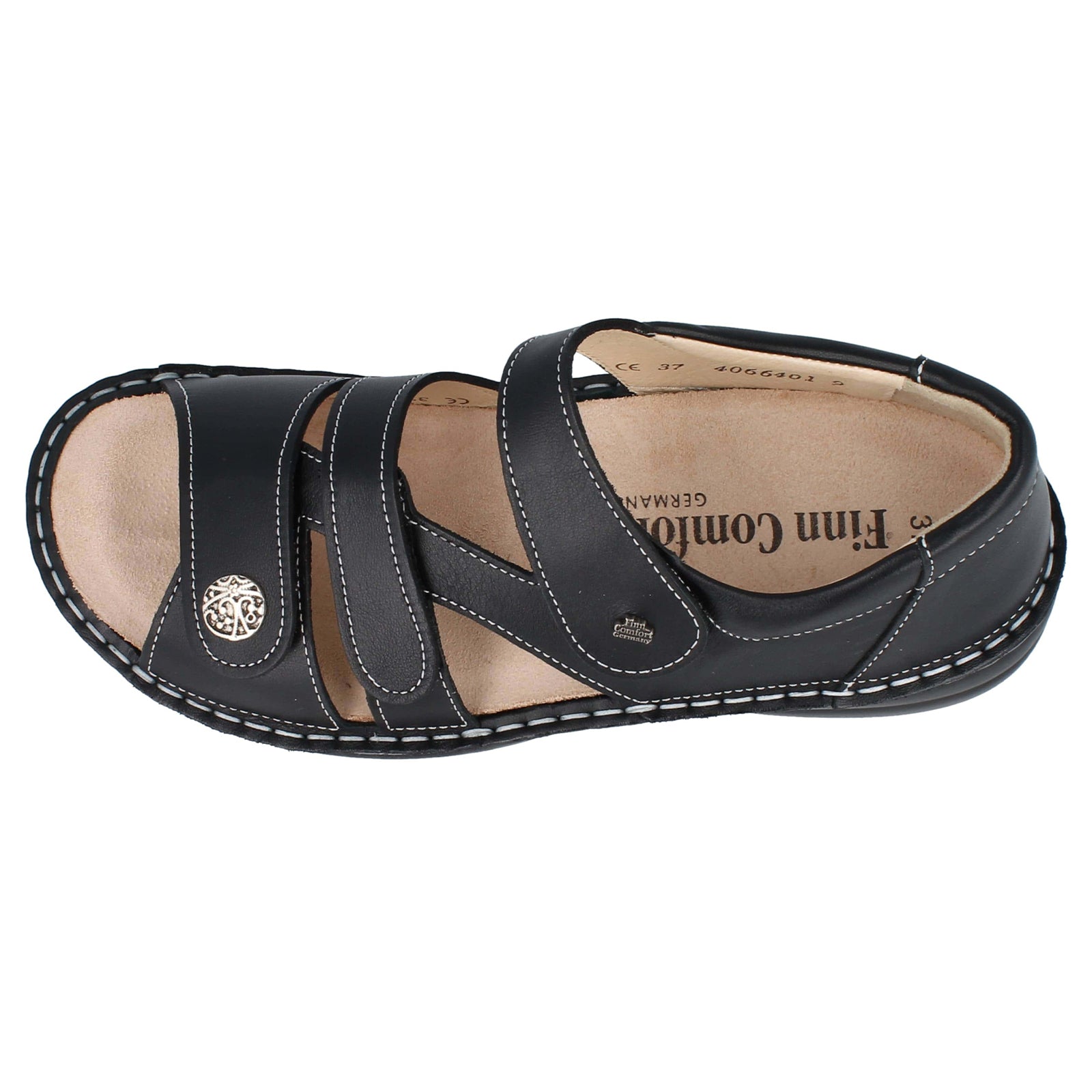 Finn Comfort Biella-S Leather Womens Sandals#color_black