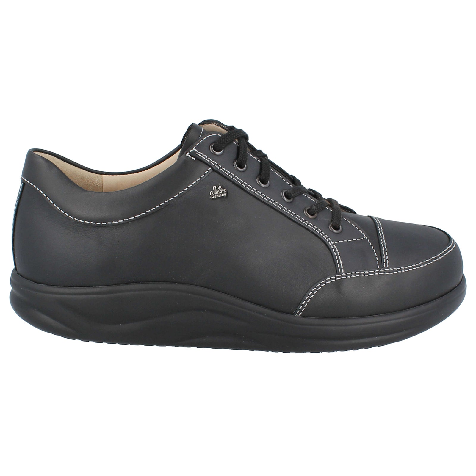 Finn Comfort Huelva Leather Mens Shoes#color_black