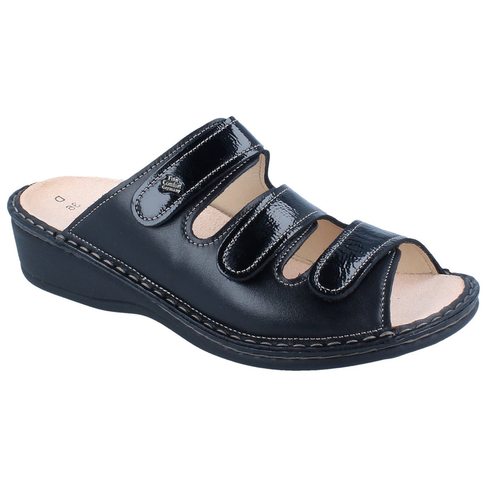 Finn Comfort Pisa Leather Womens Sandals#color_black