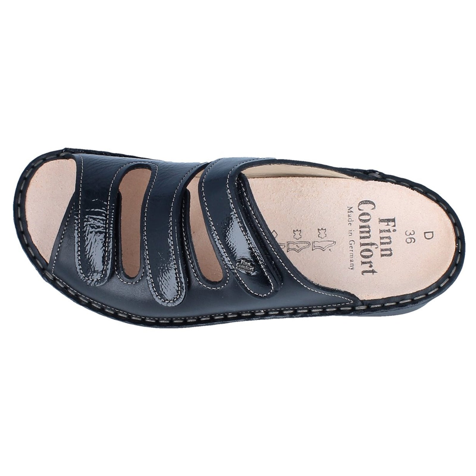 Finn Comfort Pisa Leather Womens Sandals#color_black