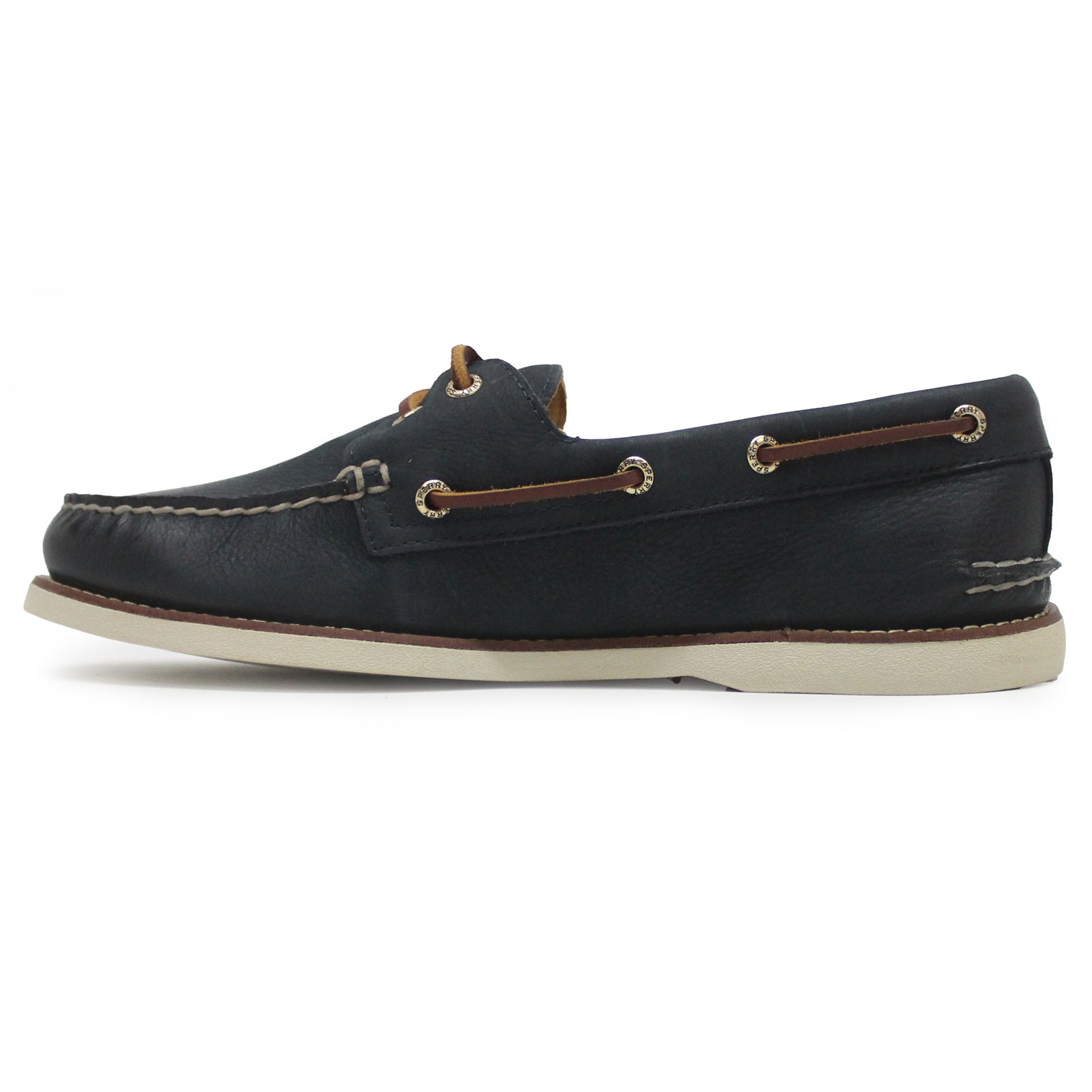 Sperry Gold Authentic Original 2-Eye Full Grain Leather Mens Shoes#color_navy marine