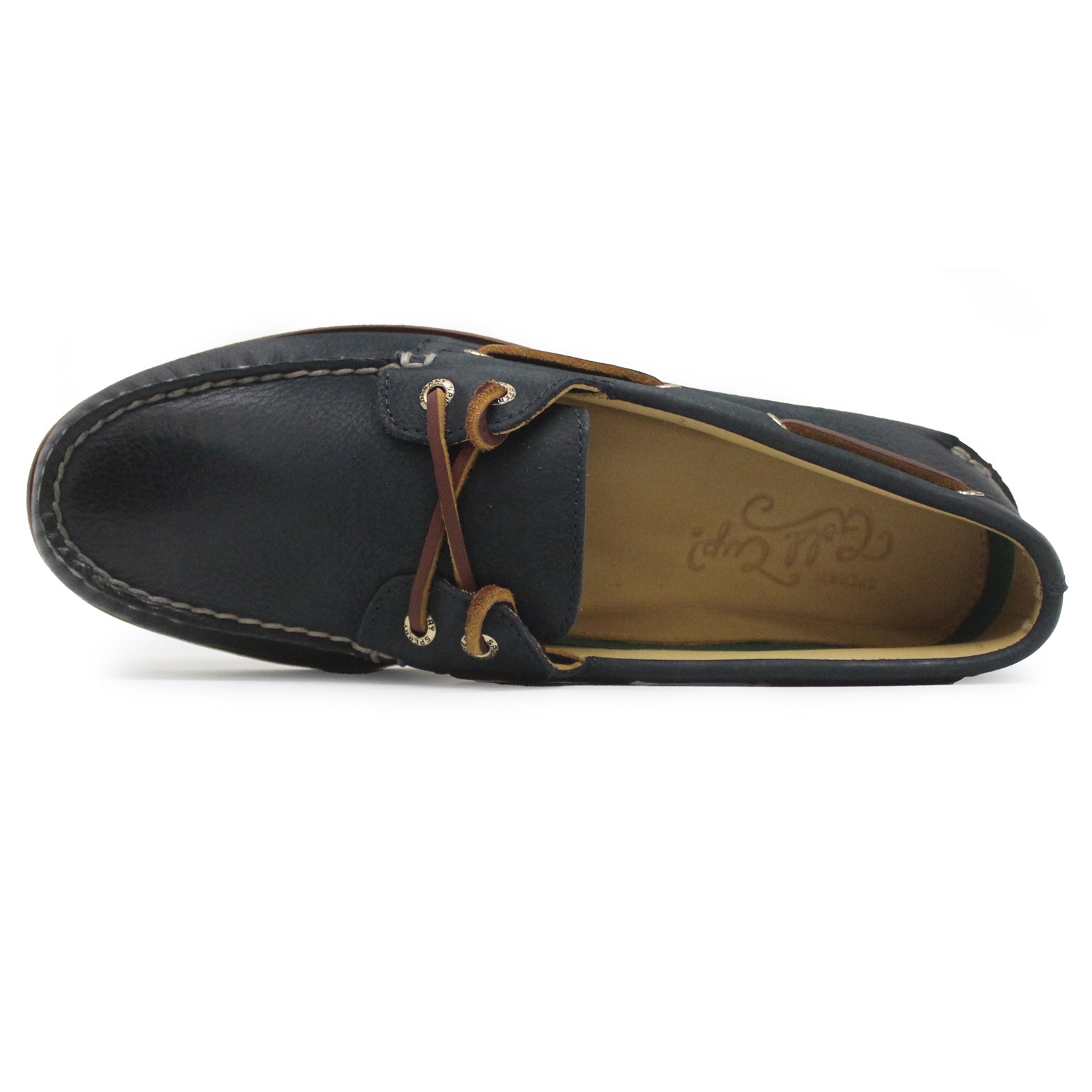 Sperry Gold Authentic Original 2-Eye Full Grain Leather Mens Shoes#color_navy marine