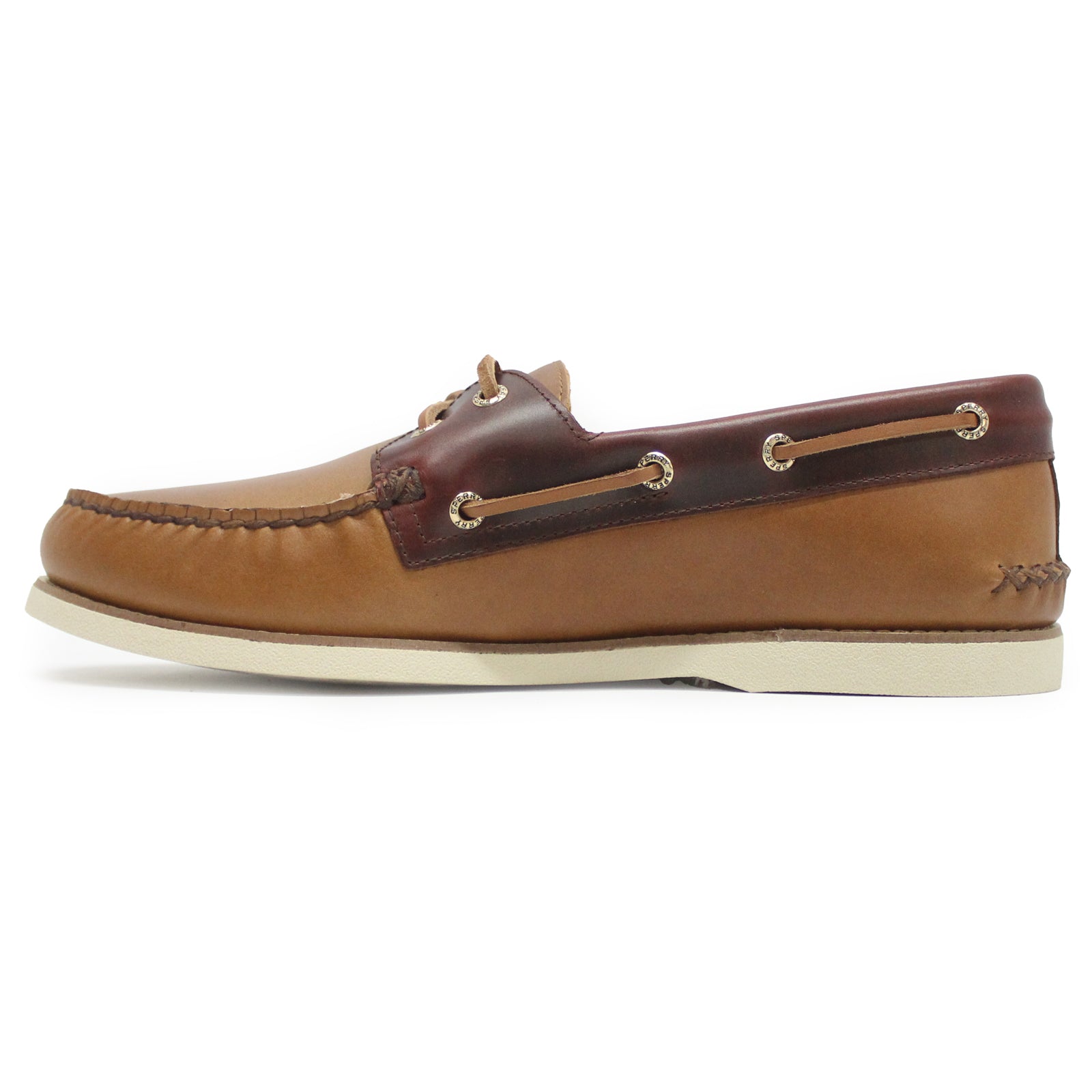 Sperry Gold Authentic Original 2-Eye Full Grain Leather Mens Shoes#color_tan combo combo bronzer