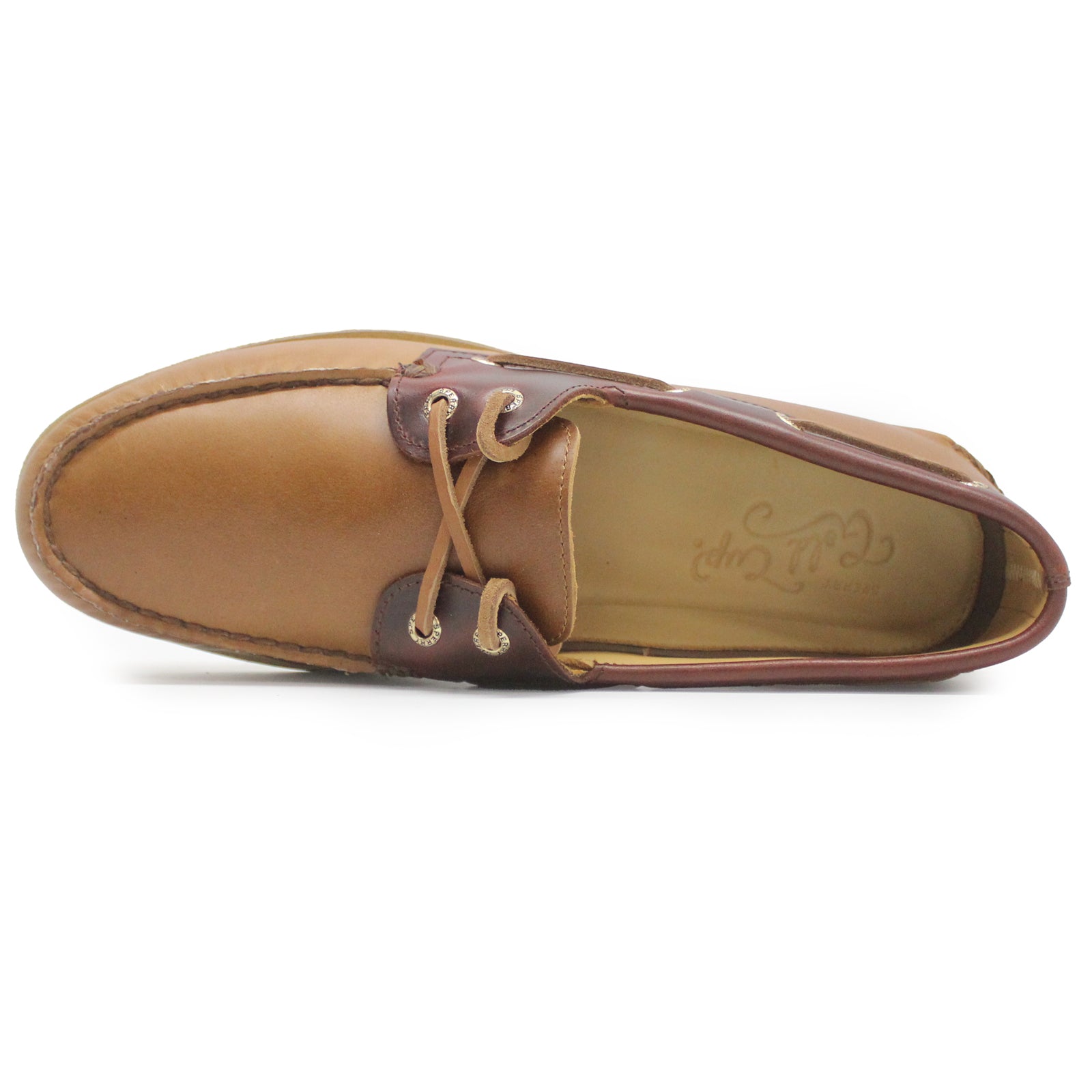 Sperry Gold Authentic Original 2-Eye Full Grain Leather Mens Shoes#color_tan combo combo bronzer