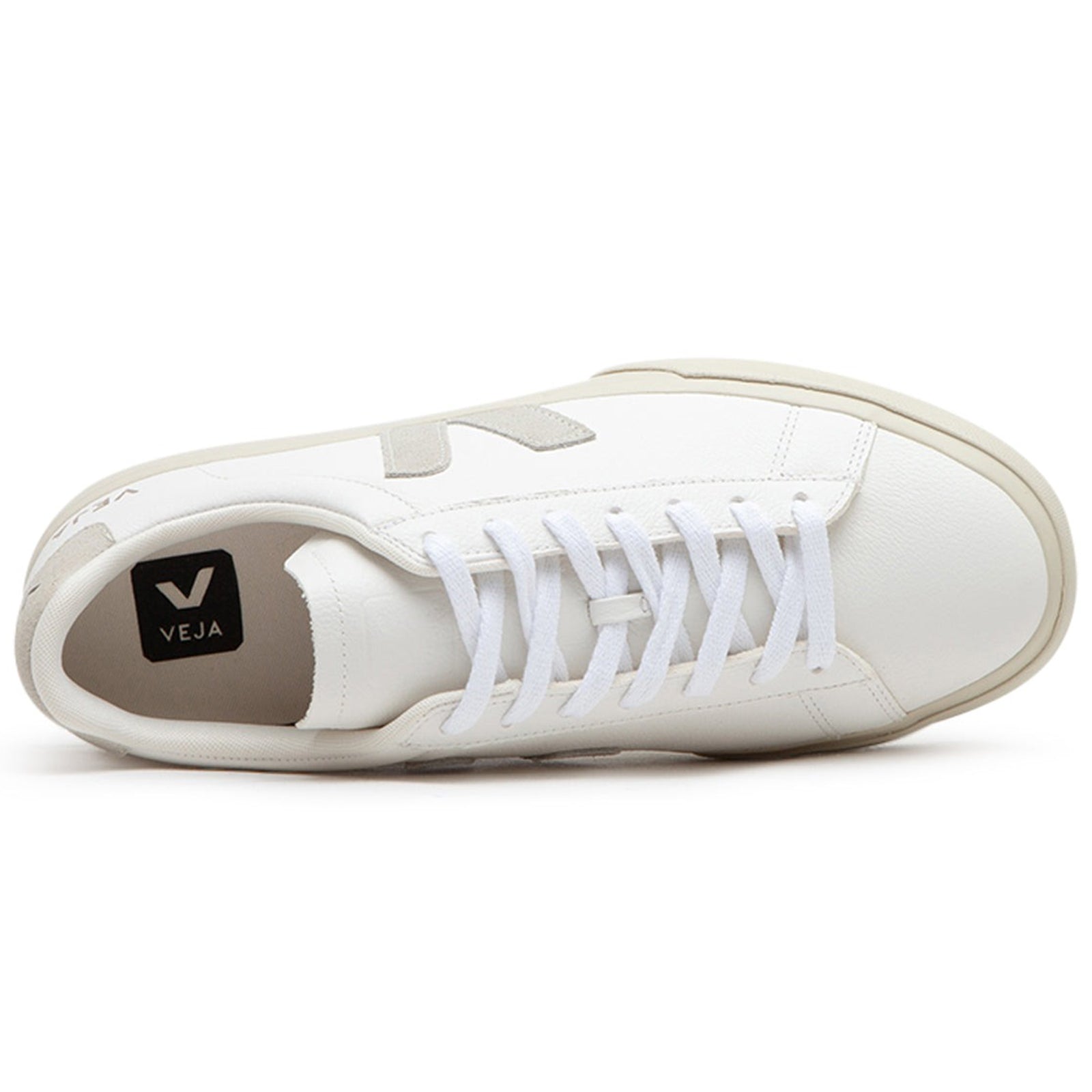 Veja Campo Chromefree Leather Womens Trainers#color_white natural
