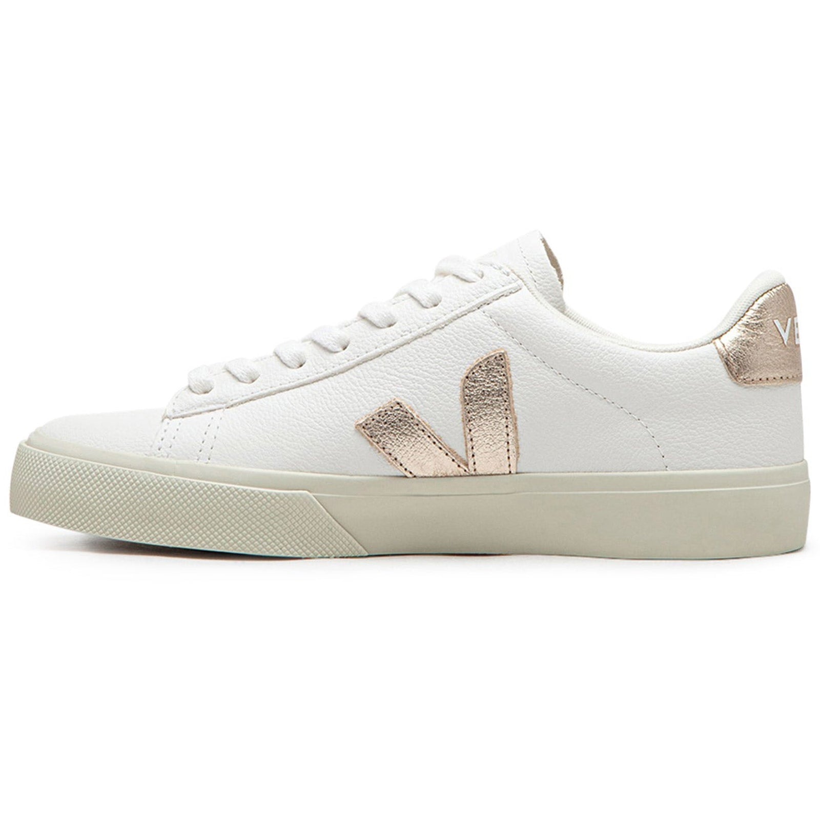 Veja Campo Chromefree Leather Womens Trainers#color_white platine