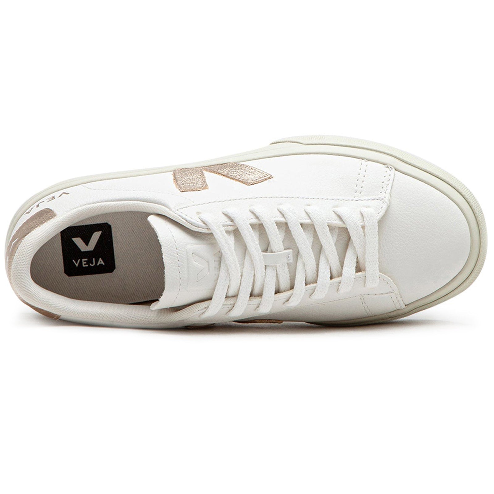 Veja Campo Chromefree Leather Womens Trainers#color_white platine