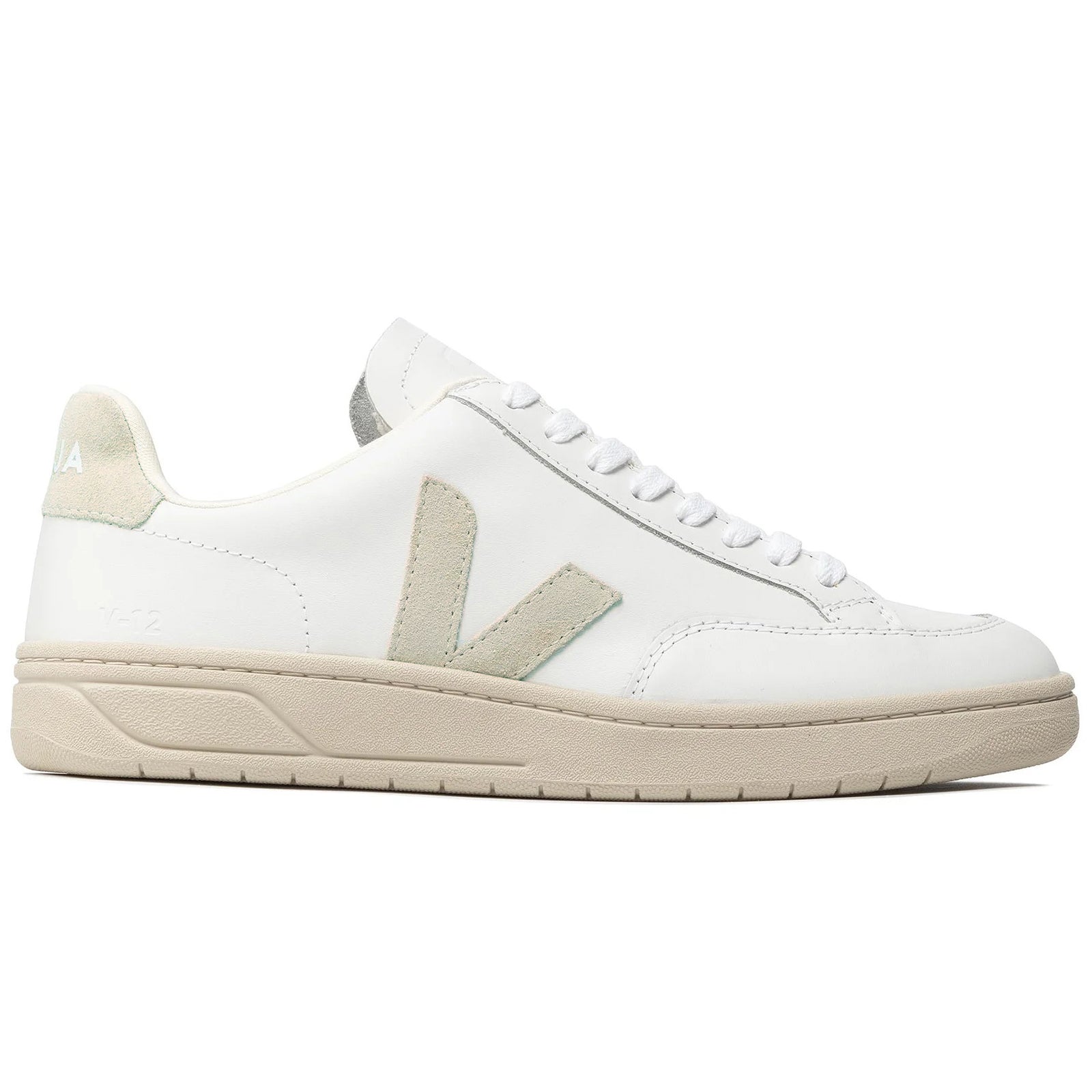 Veja V-12 Leather Mens Trainers#color_white sable