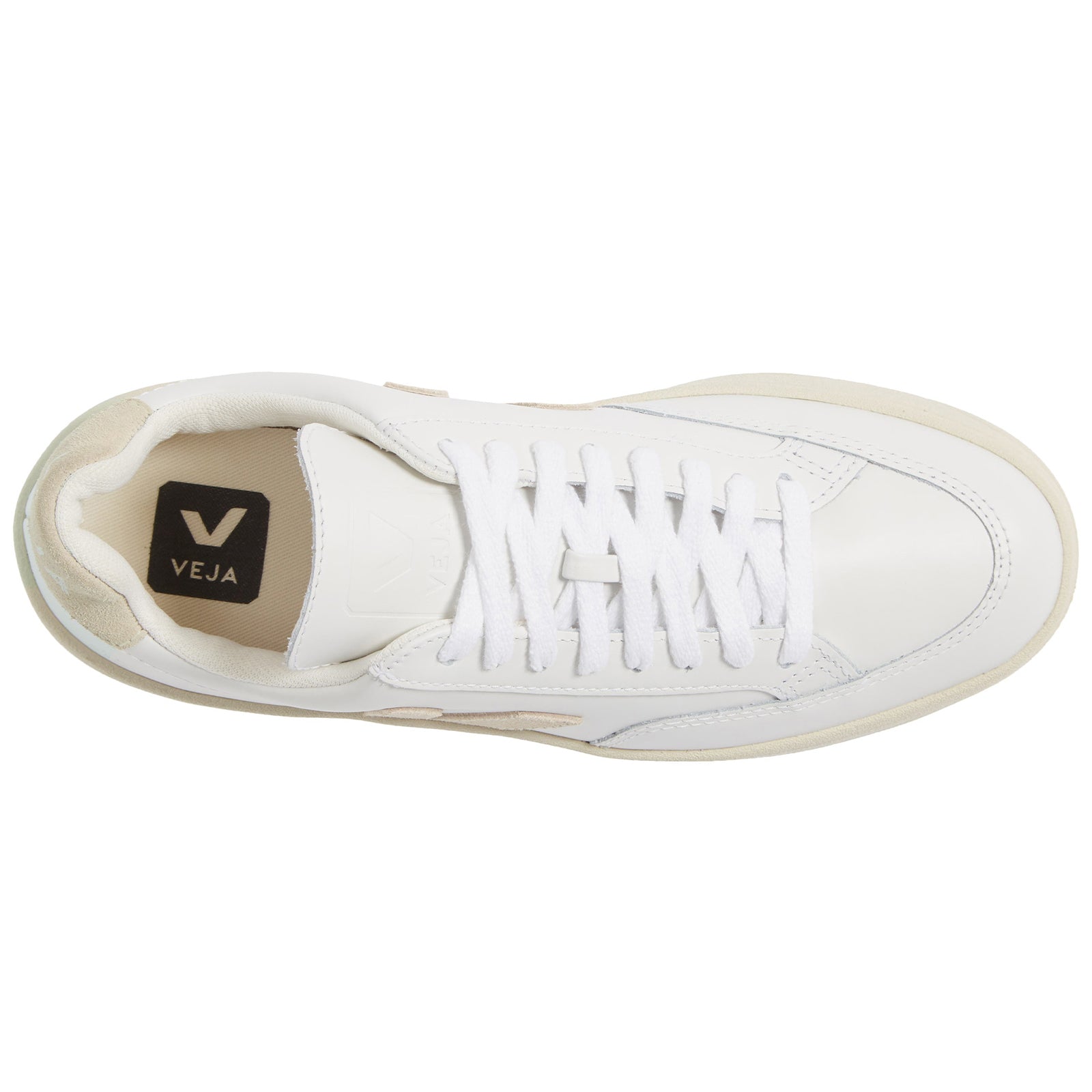 Veja V-12 Leather Mens Trainers#color_white sable