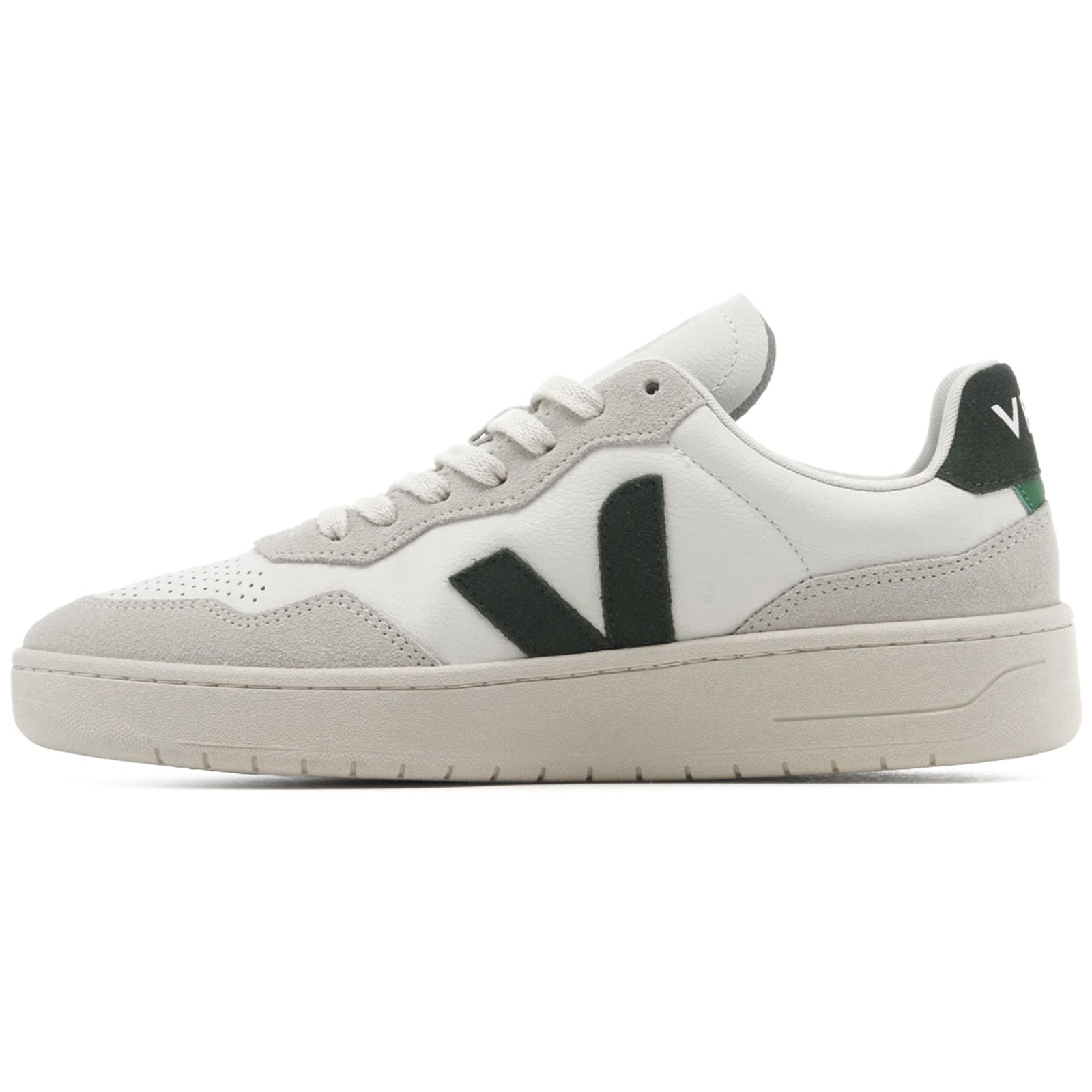 Veja V-90 Organic Traced Leather Mens Trainers#color_white cyprus