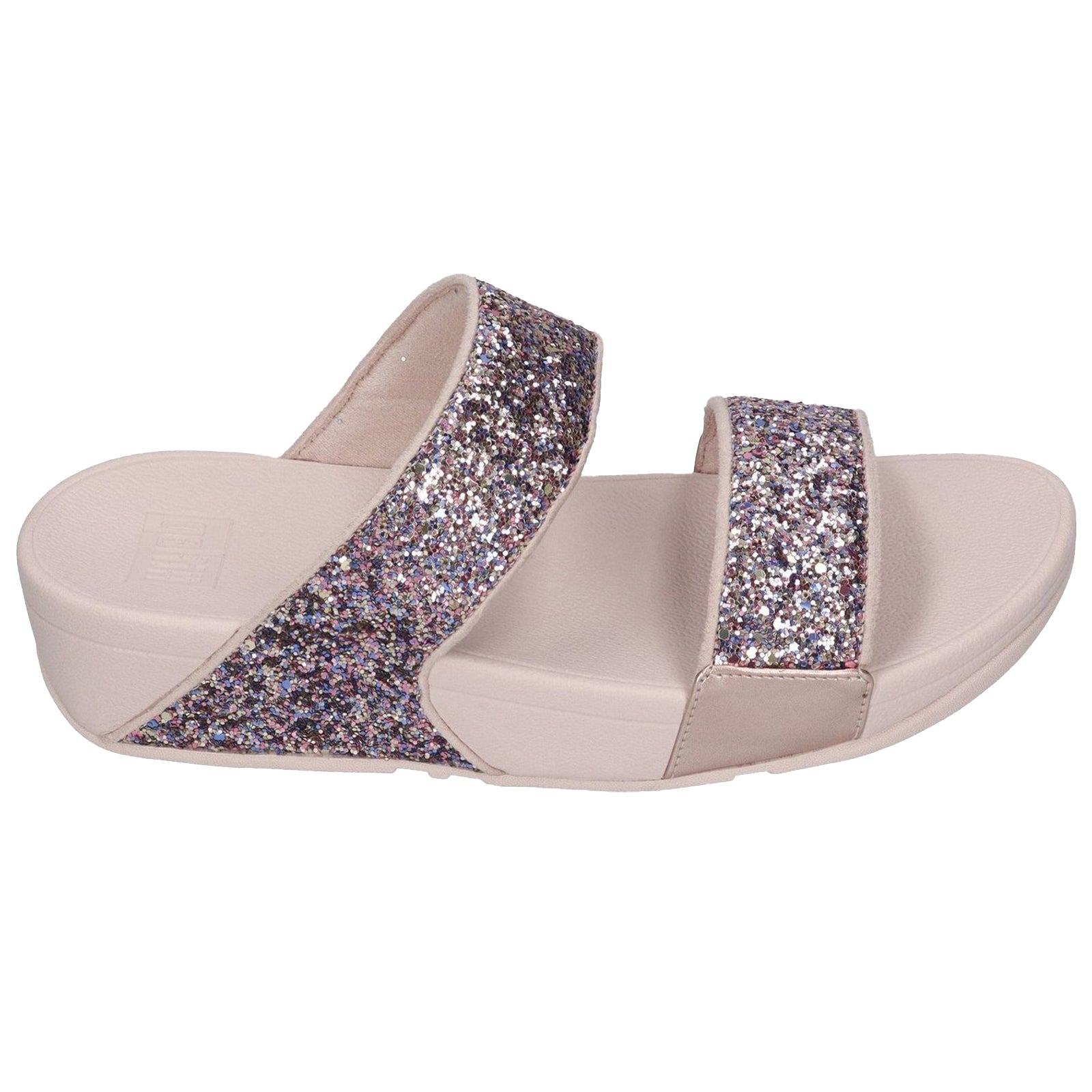 FitFlop Lulu Multi Tonal Glitter Slides Polyurethane Womens Sandals#color_nude rose mix