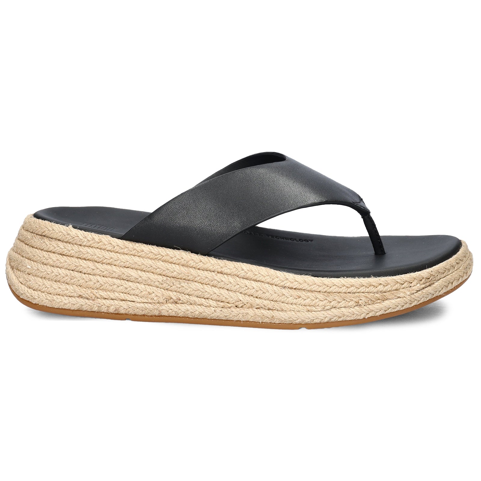 FitFlop F Mode Espadrille Flatform Toe-Post Leather Womens Sandals#color_black