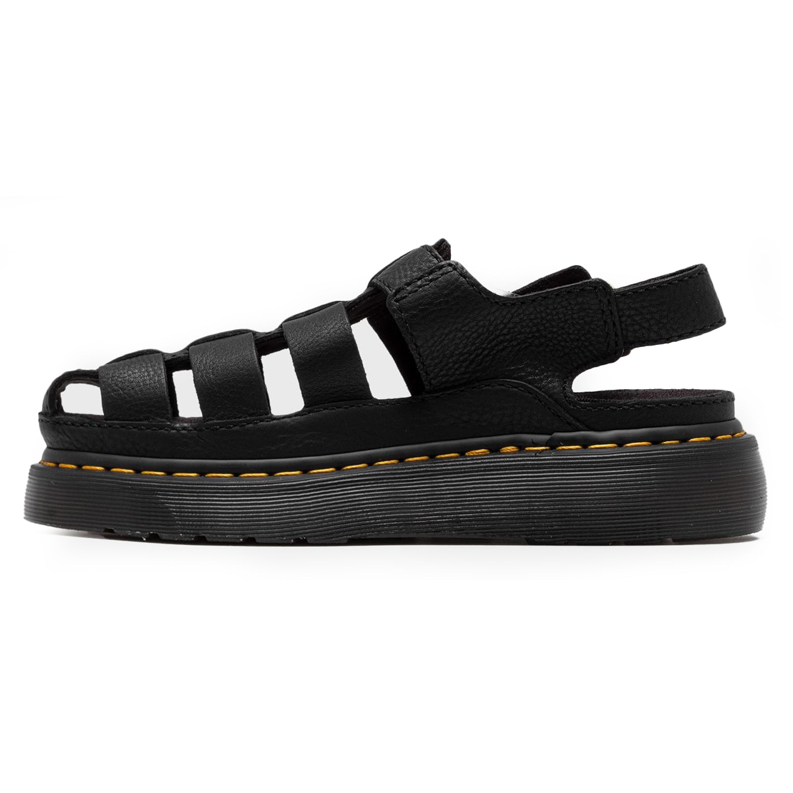 Dr. Martens Wrenlie Grizzly Leather Unisex Sandals#color_black