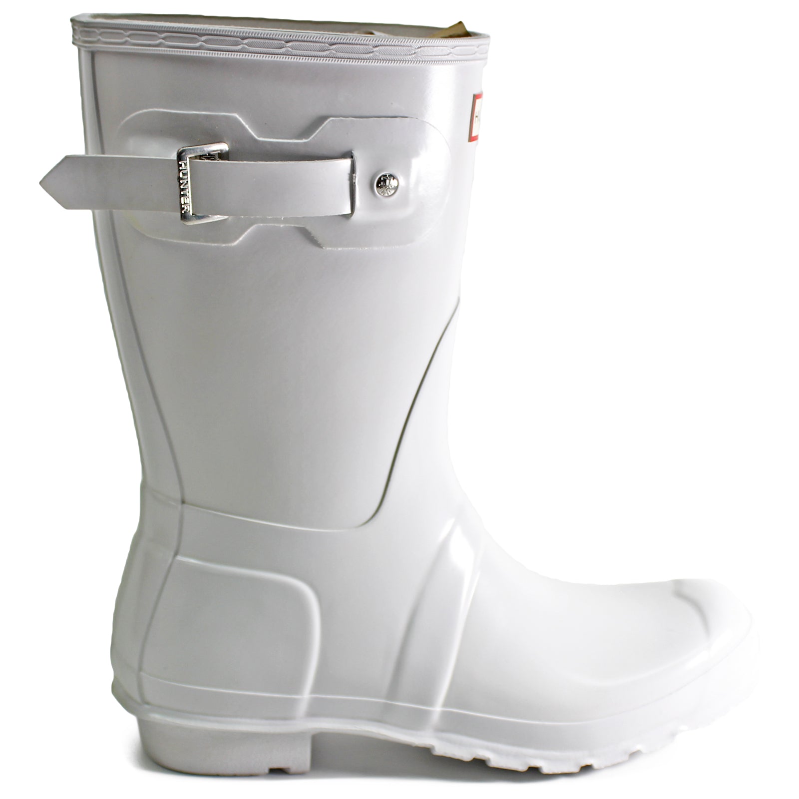 Hunter Original Short Gloss Rubber Womens Boots#color_white