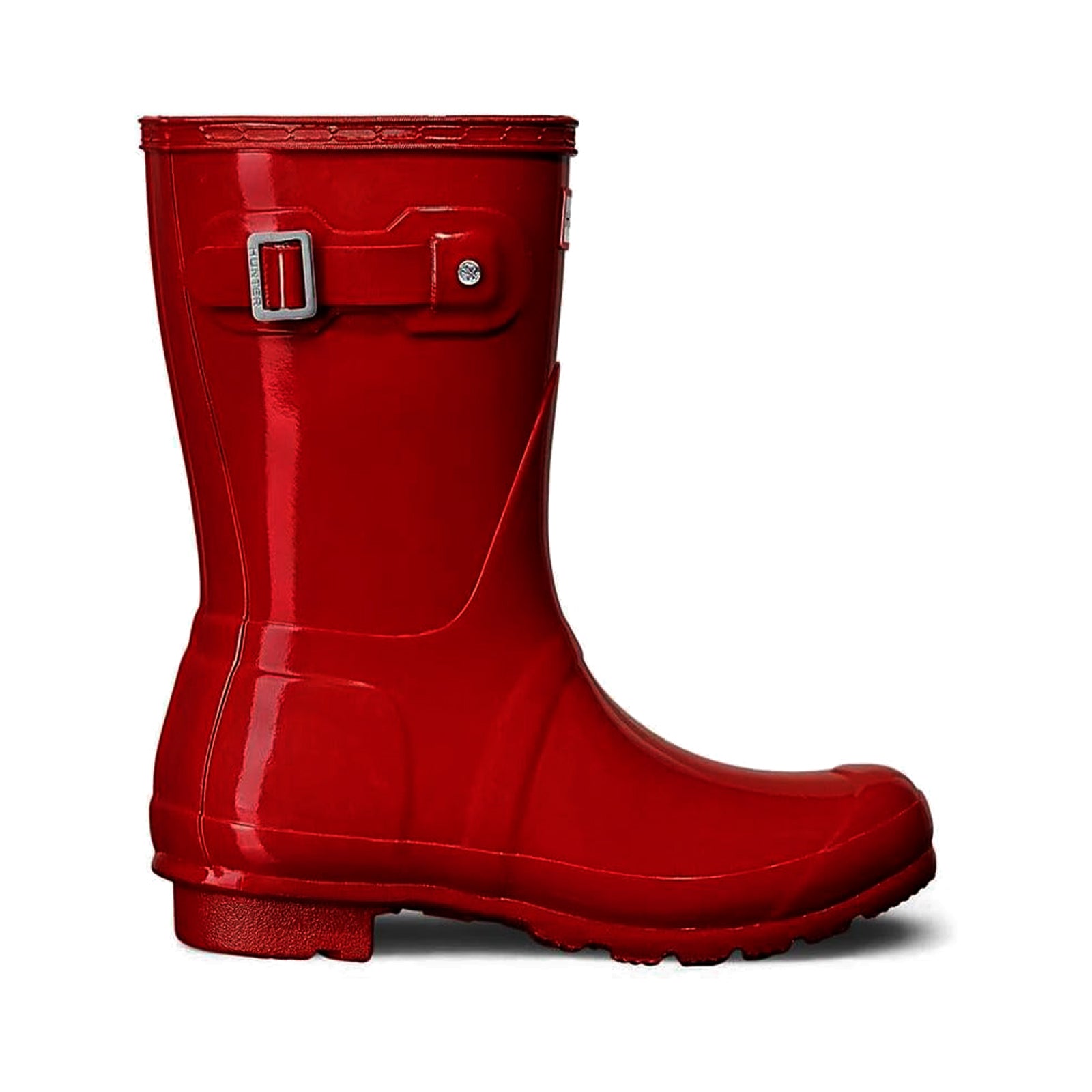 Hunter Original Short Gloss Rubber Womens Boots#color_military red
