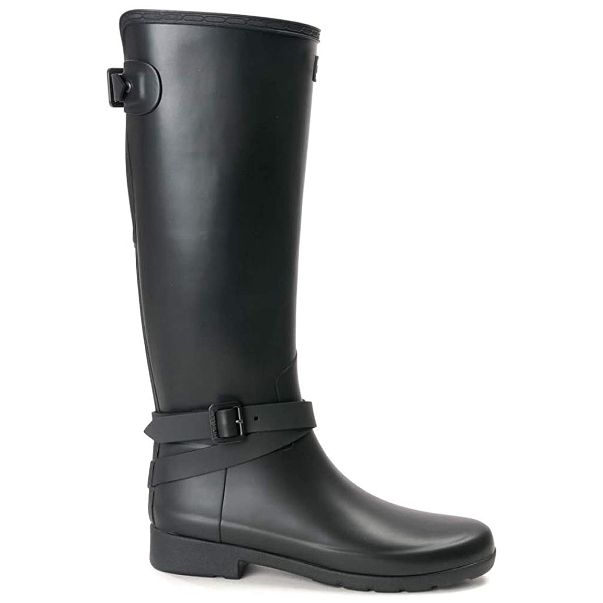 Hunter Refined Back Adjustable Tall Rubber Womens Boots#color_black