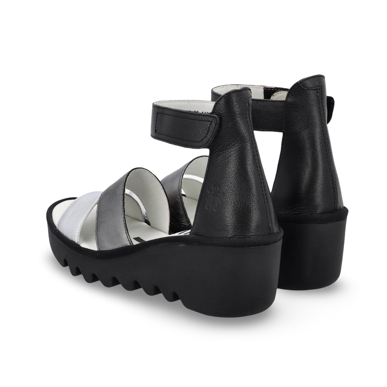 Fly London BONO290FLY Leather Womens Sandals#color_silver graphite black