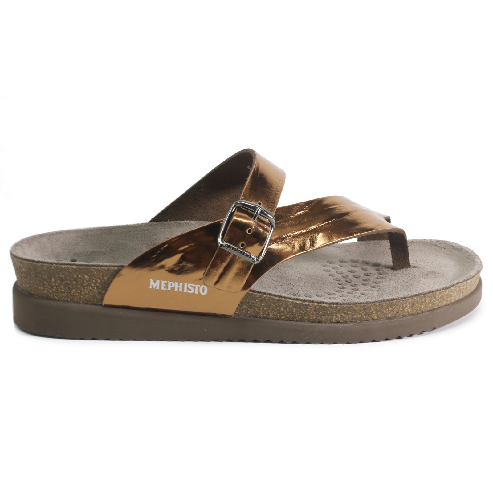 Mephisto Helen Metallic Leather Womens Sandals#color_walnut