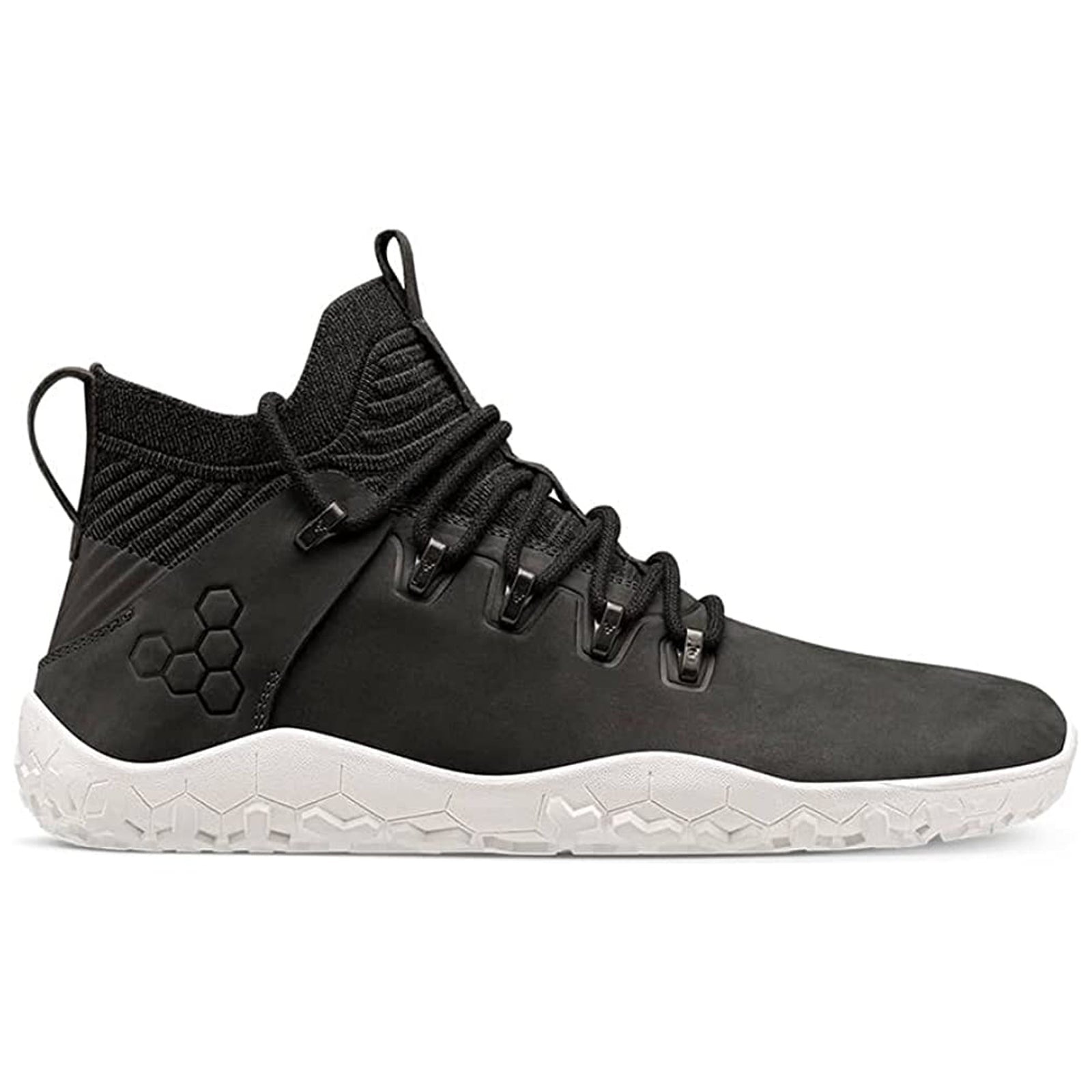 Vivobarefoot Magna FG Leather Textile Womens Trainers#color_obsidian white