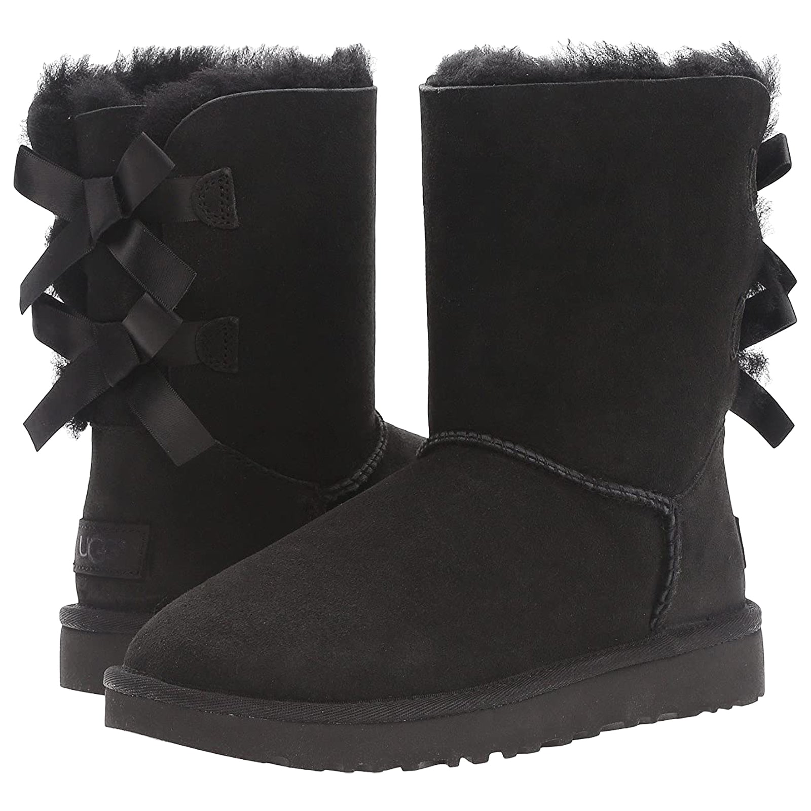 Ugg Bailey Bow II Suede Womens Boots#color_black