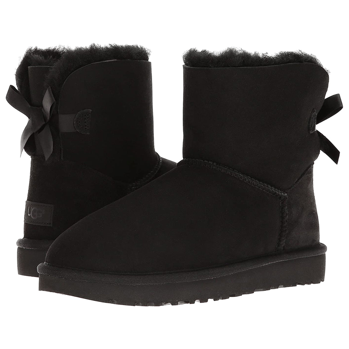 Ugg Mini Bailey Bow II Suede Womens Boots#color_black