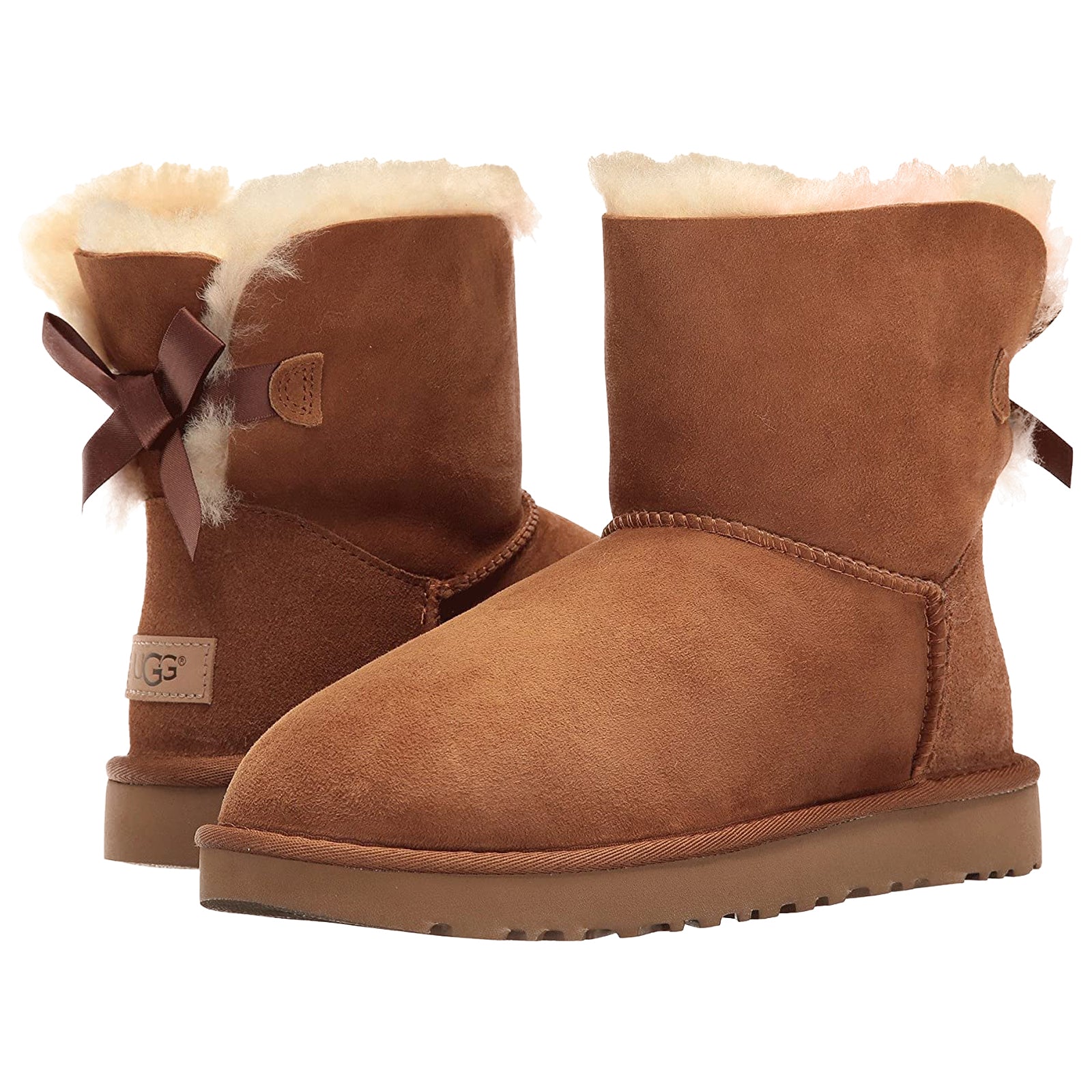 Ugg Mini Bailey Bow II Suede Womens Boots#color_chestnut