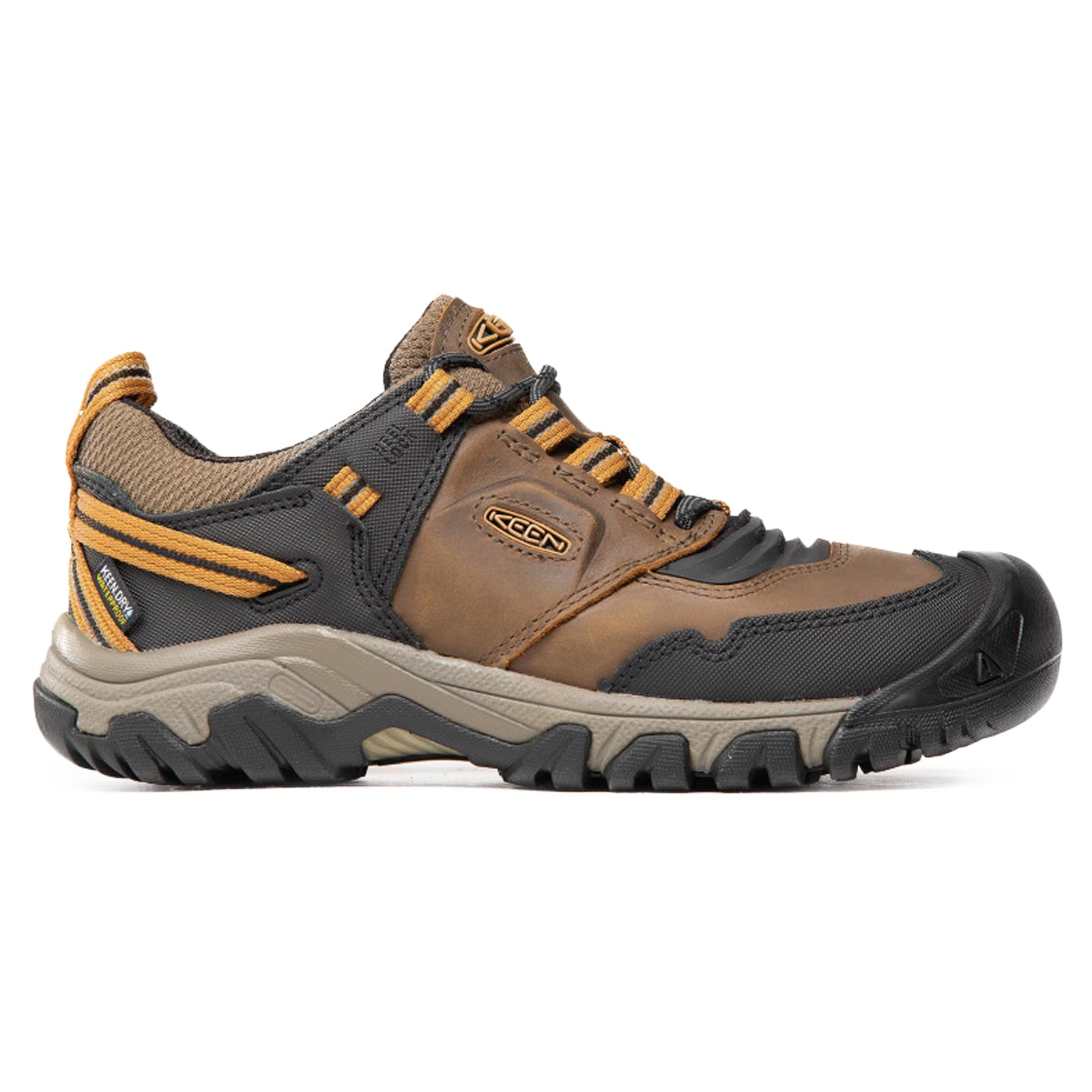 Keen Ridge Flex 1025667 Leather Textile Mens Shoes - Bison Golden Brown - 44.5#color_bison golden brown