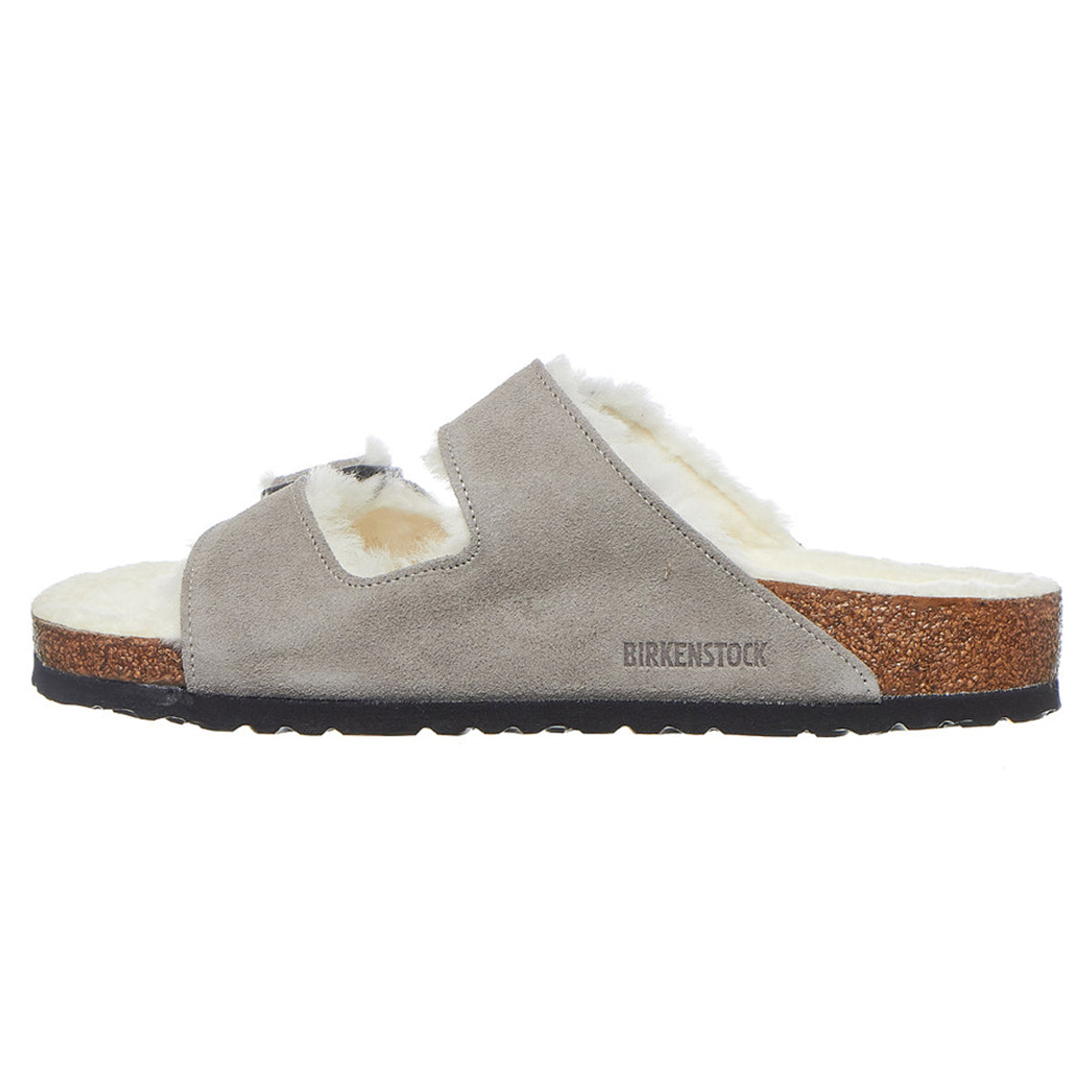 Birkenstock Arizona Shearling Suede Unisex Sandals#color_stone coin