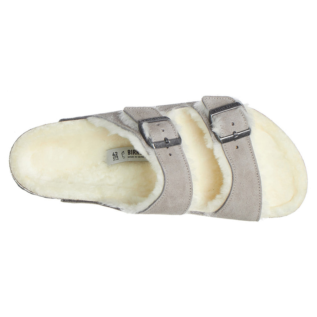 Birkenstock Arizona Shearling Suede Unisex Sandals#color_stone coin