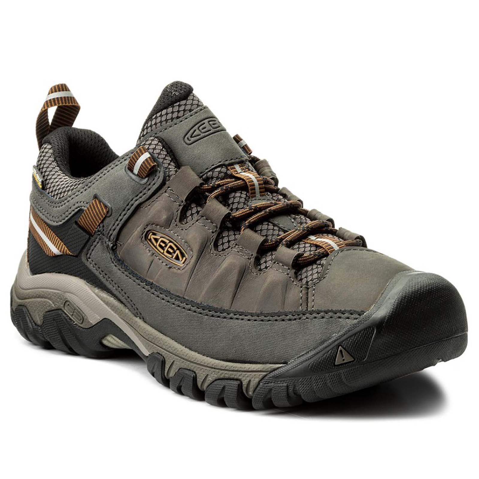Keen Targhee III WP Leather Textile Mens Shoes#color_black olive golden brown