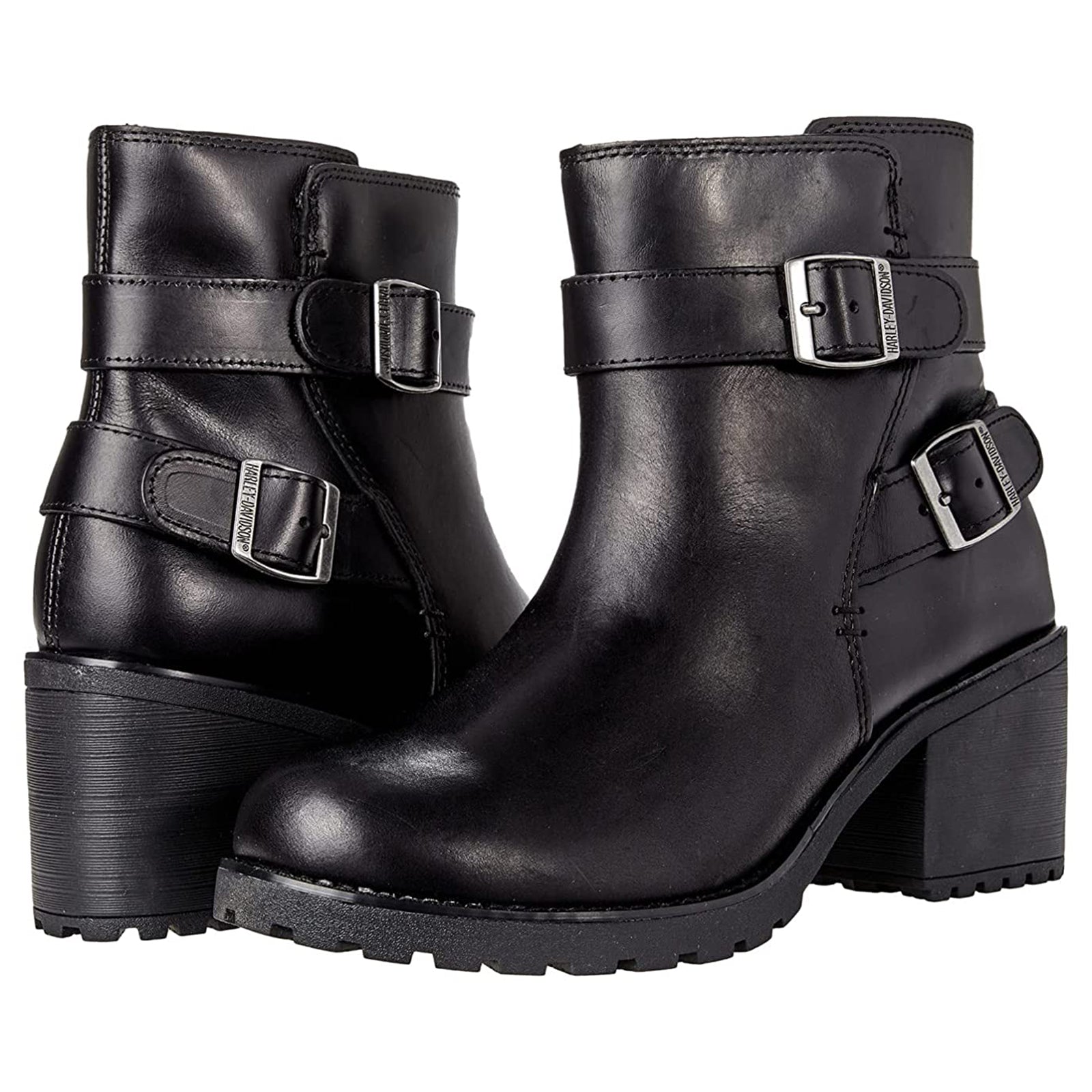 Harley Davidson Lalanne DBL Strap Leather Womens Boots#color_black