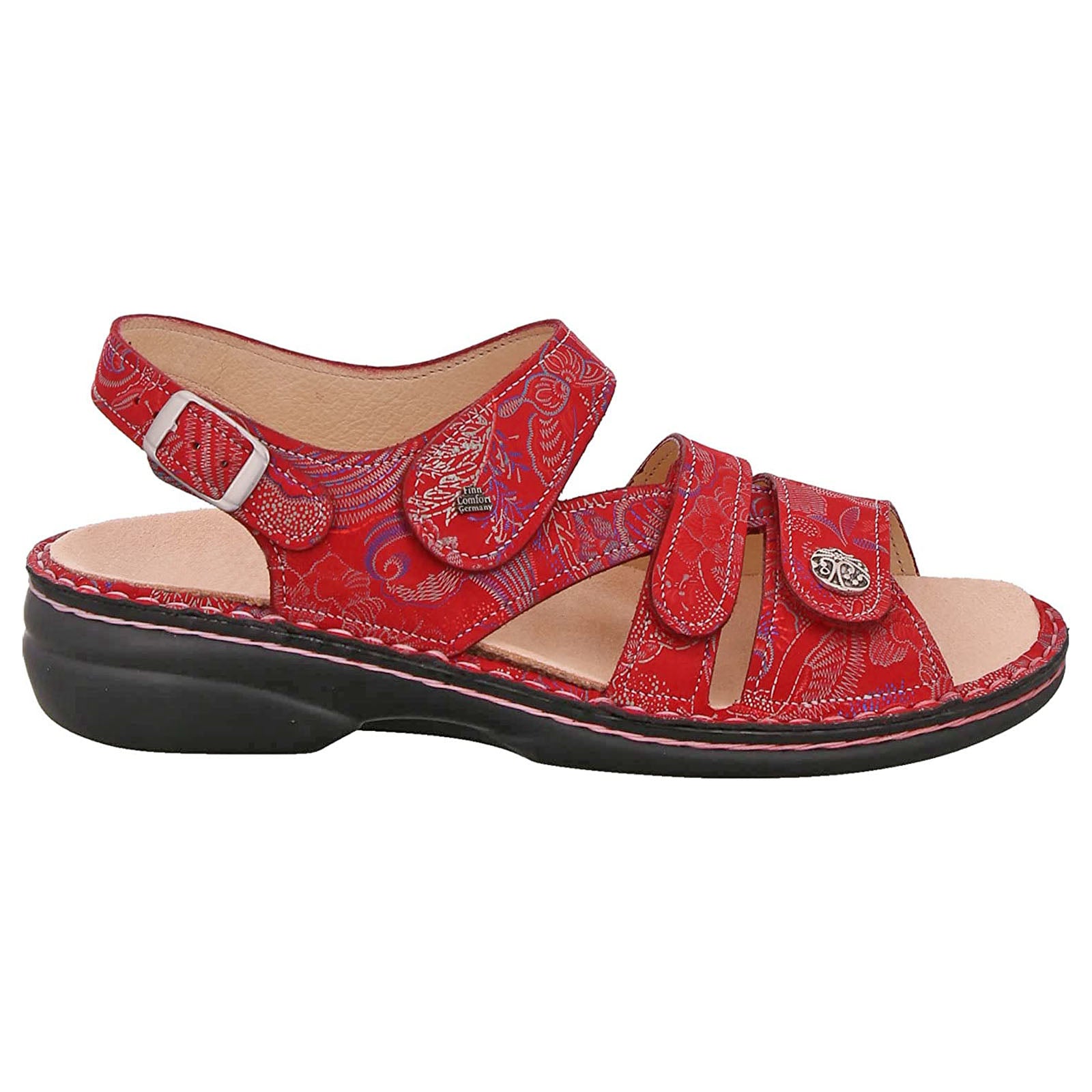 Finn Comfort Gomera Leather Synthetic Womens Sandals#color_pomodore