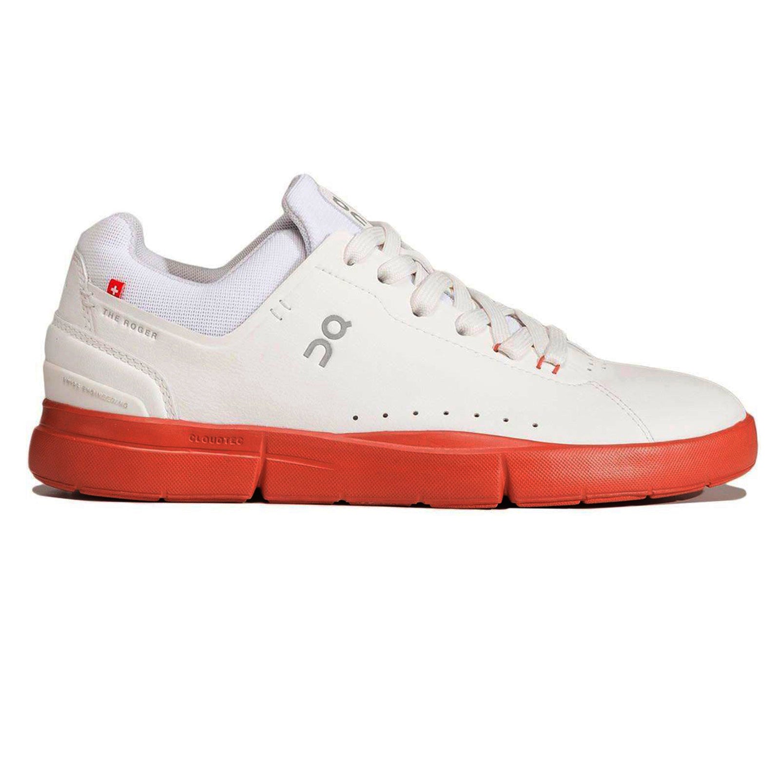 On The Roger Advantage Textile Synthetic Womens Trainers#color_white rust