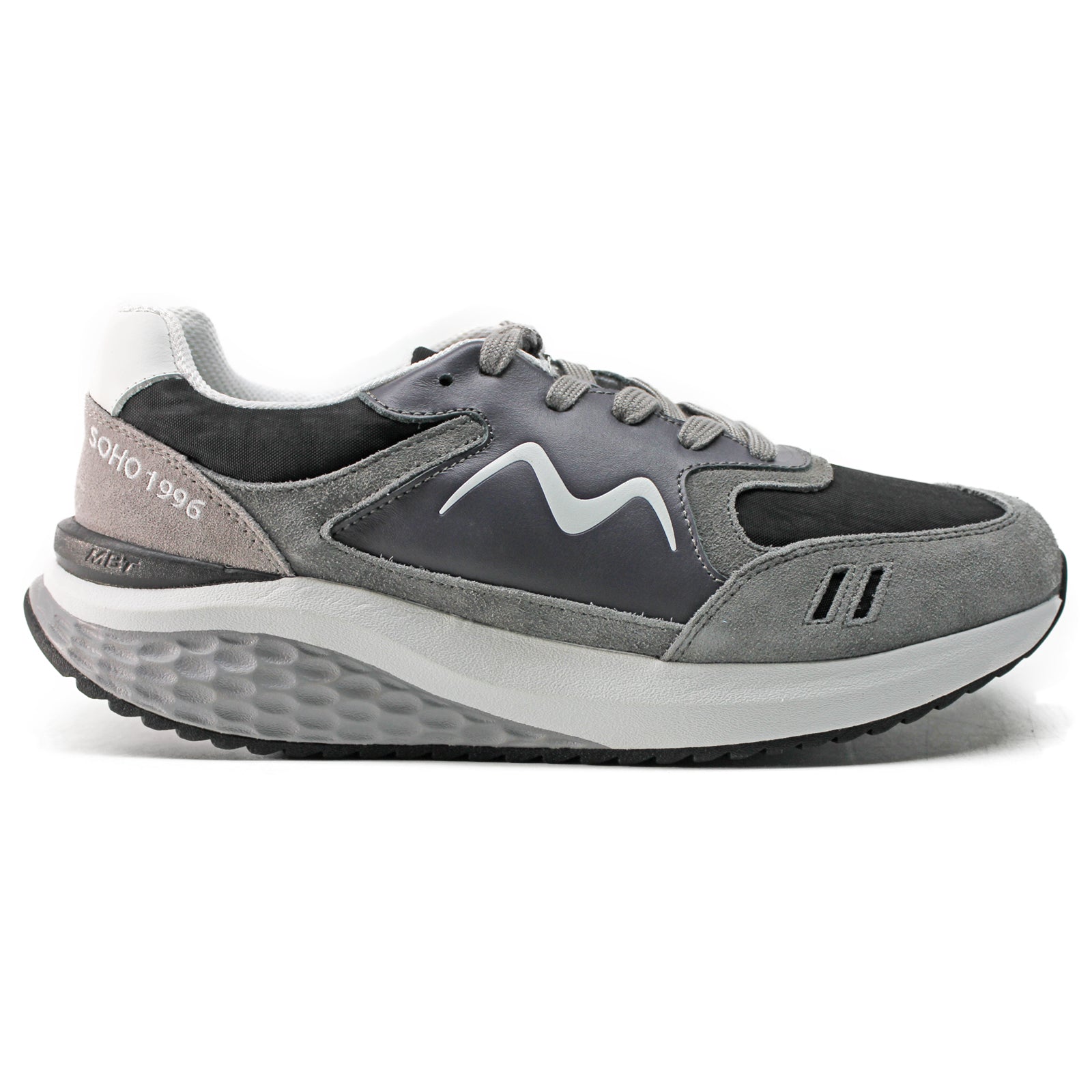 MBT Soho 1996 Leather Mens Trainers#color_black grey