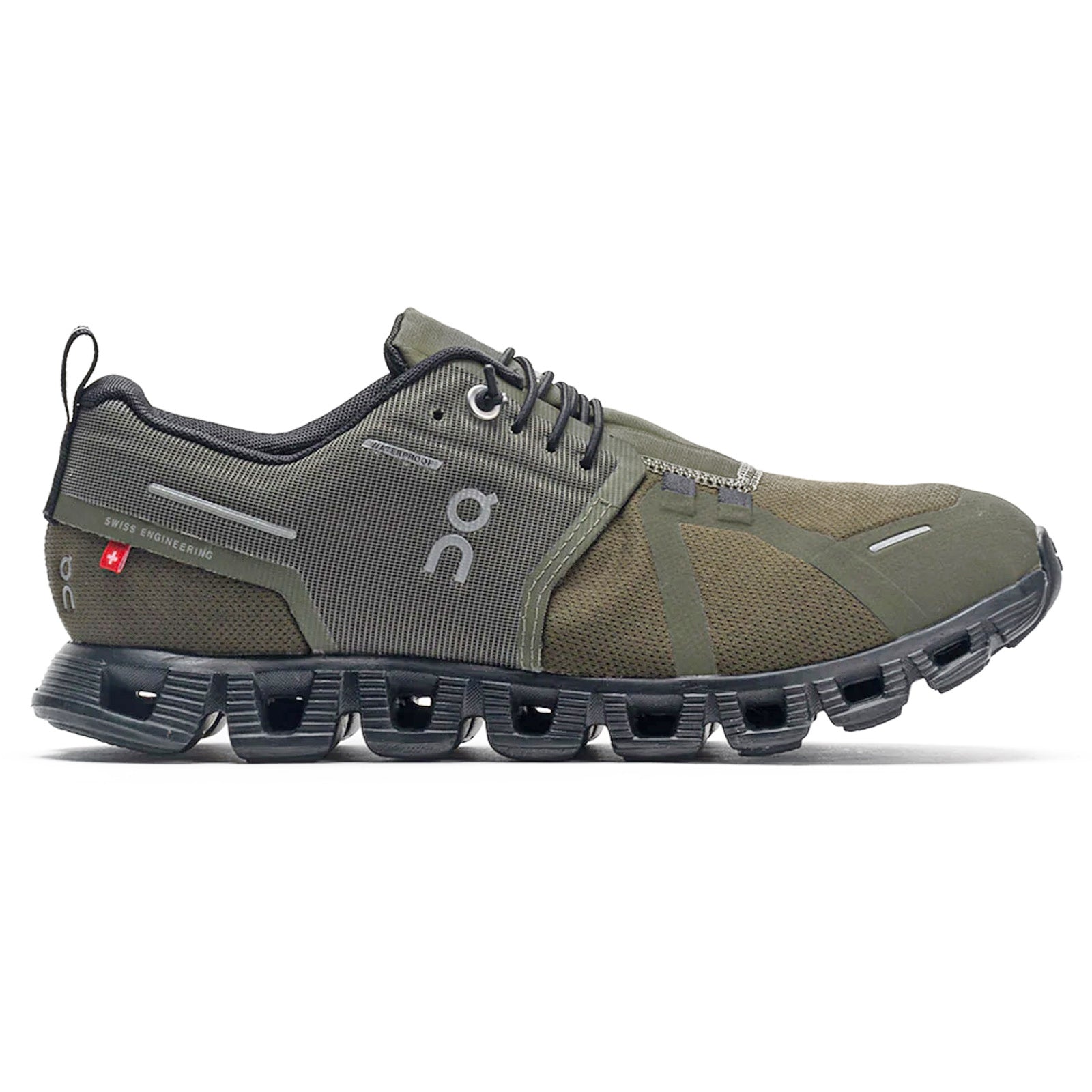 On Cloud 5 Waterproof Textile Synthetic Womens Trainers#color_olive black